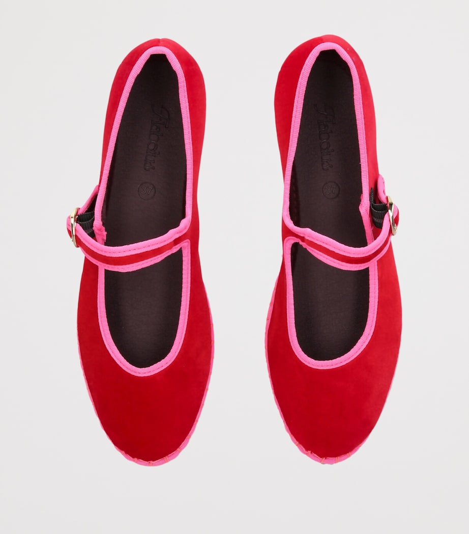 Flabelus Velvet Aurelie Mary Jane Flats Pink Comb Image 4