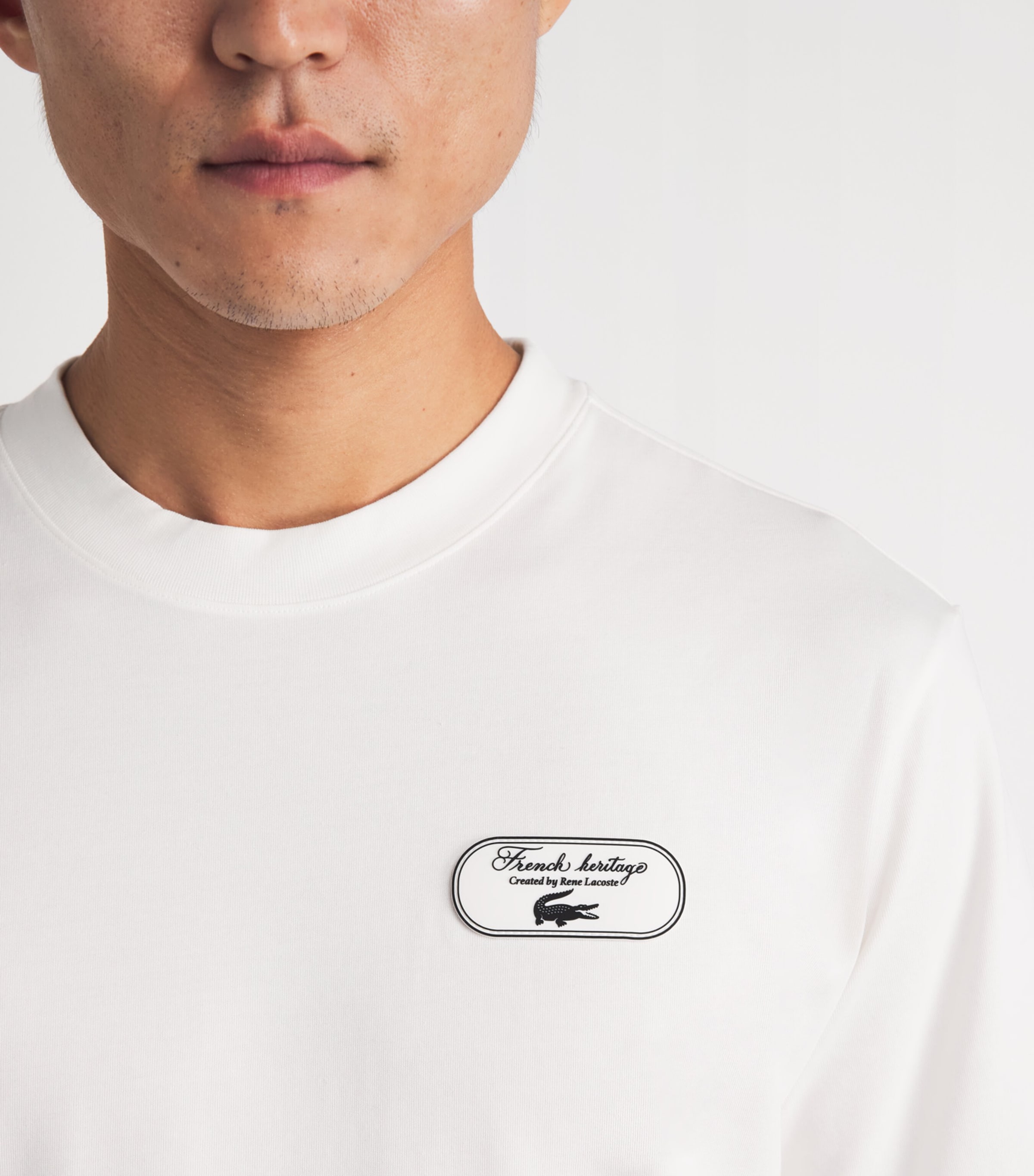 Lacoste Mens Ultra Dry Tennis Heritage Graphic T-Shirt Flour Image 3