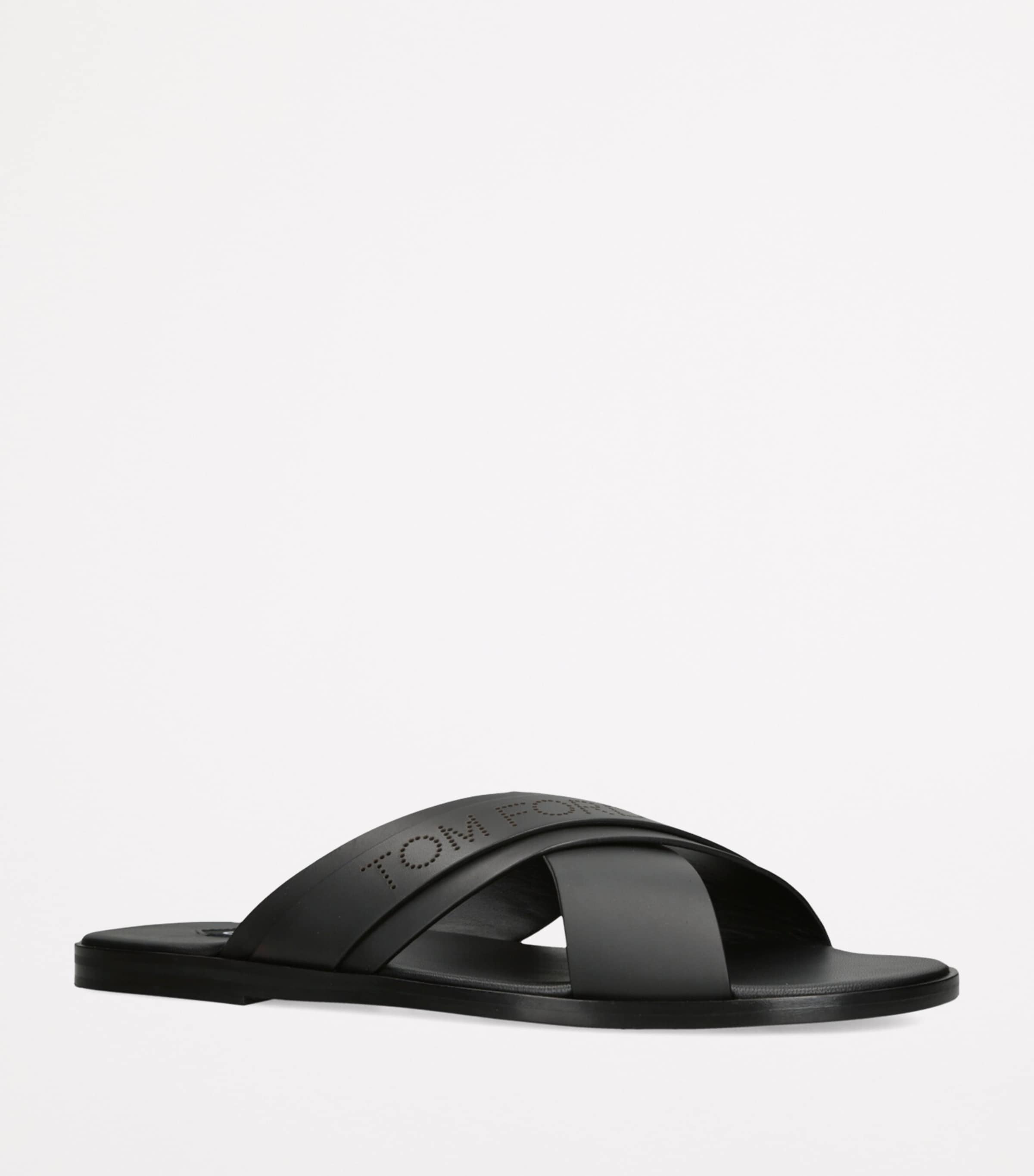 Leather Preston Slides BLACK Image 3