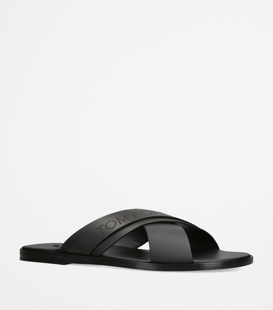 Leather Preston Slides BLACK Image 3