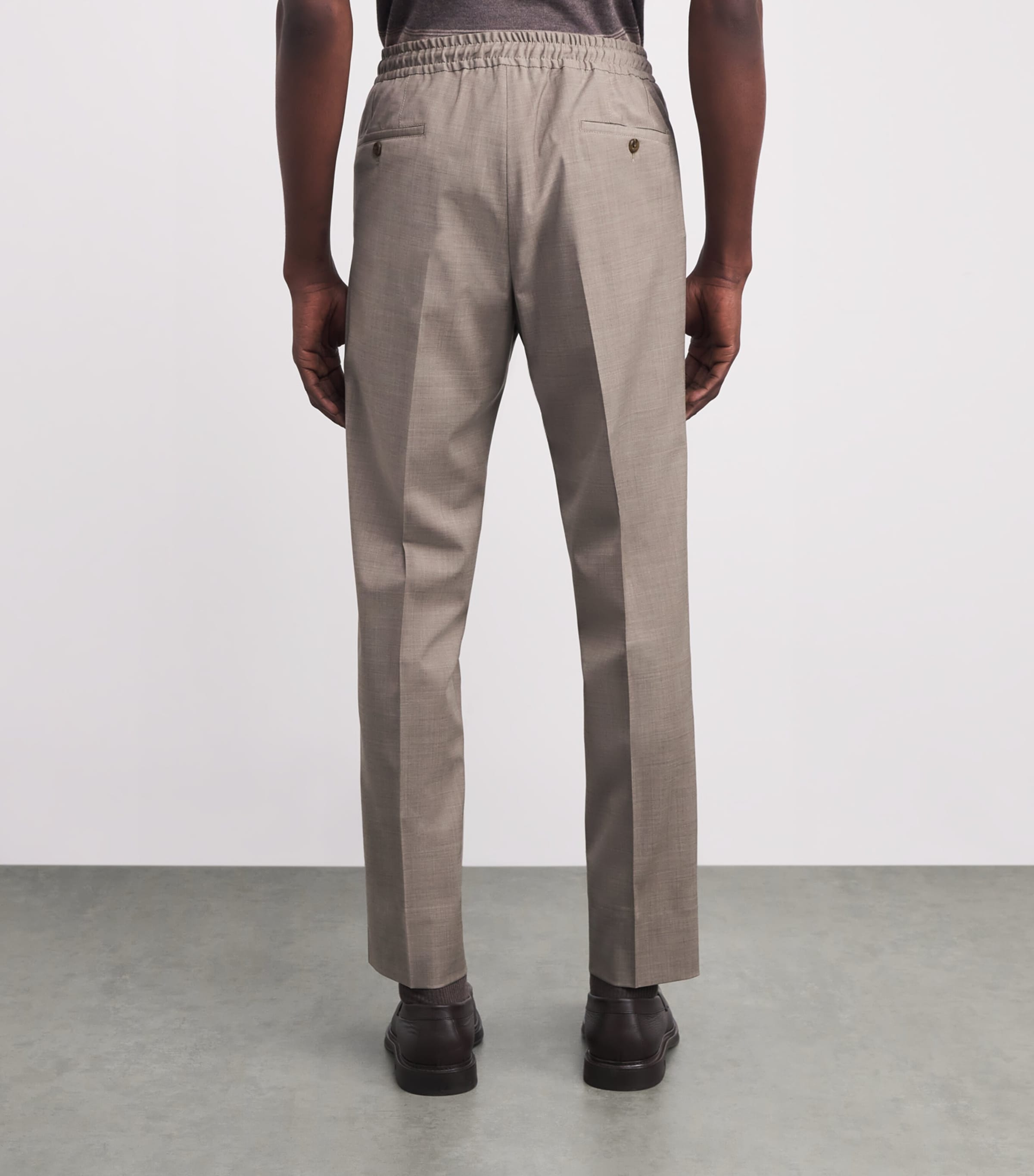 Virgin Wool-Blend Drawstring Trousers 035 NATURAL / BEIGE Image 4