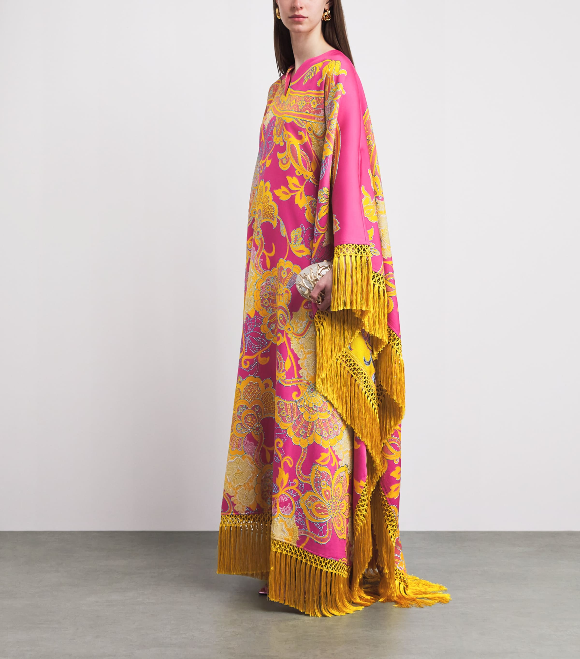Taller Marmo Womens Fringed Pahlavi Kaftan Maxi Dress Image 2