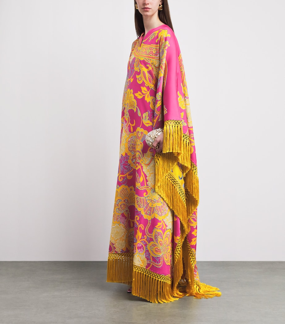 Taller Marmo Womens Fringed Pahlavi Kaftan Maxi Dress Image 2
