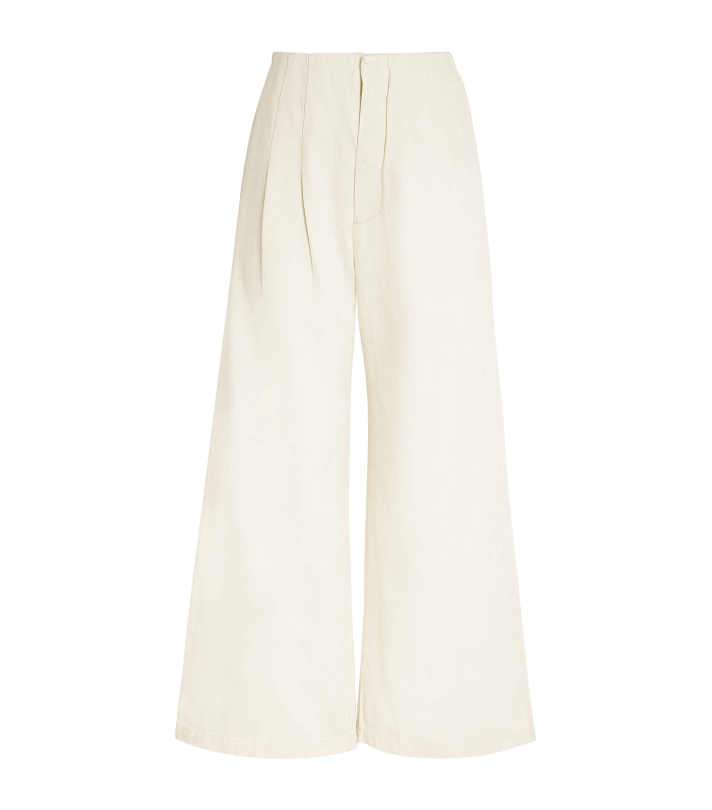 Shop The Great Cotton-hemp Sculpted Trousers In White