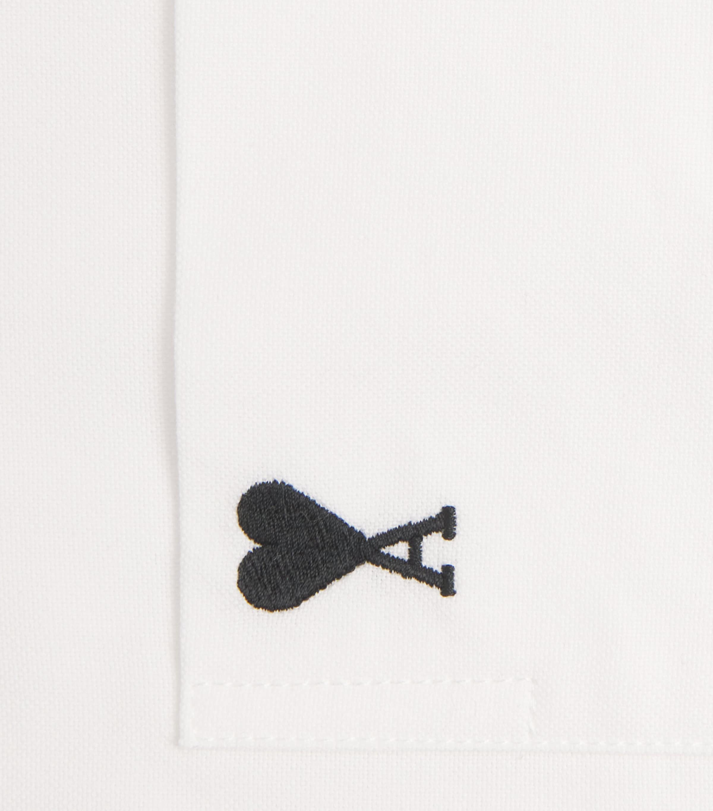 AMI Paris Mens Cotton Ami de Coeur Oxford Shirt Blanc Naturel Image 6