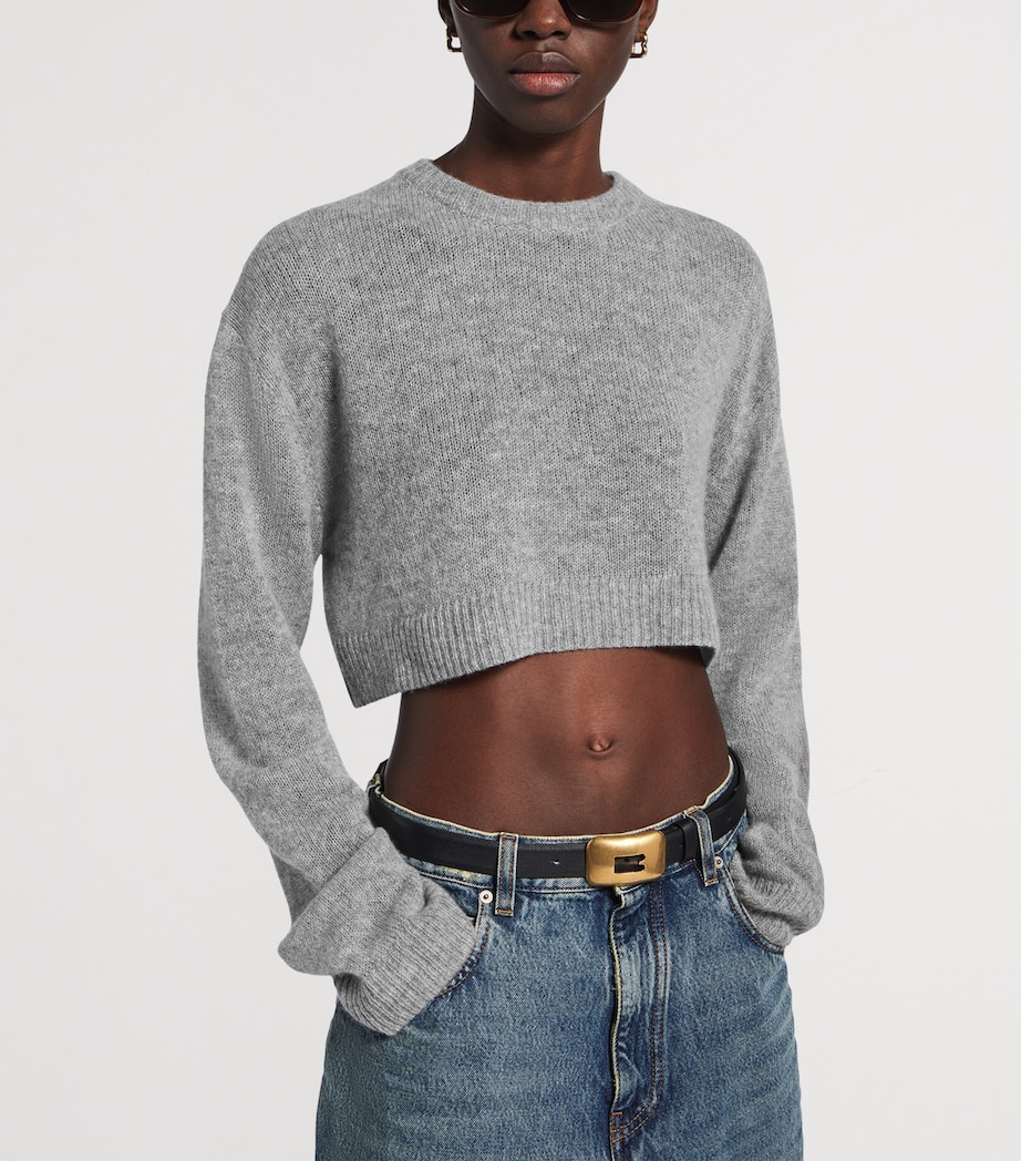 Balenciaga Womens Cashmere Crew-Neck Cropped Sweater Image 5