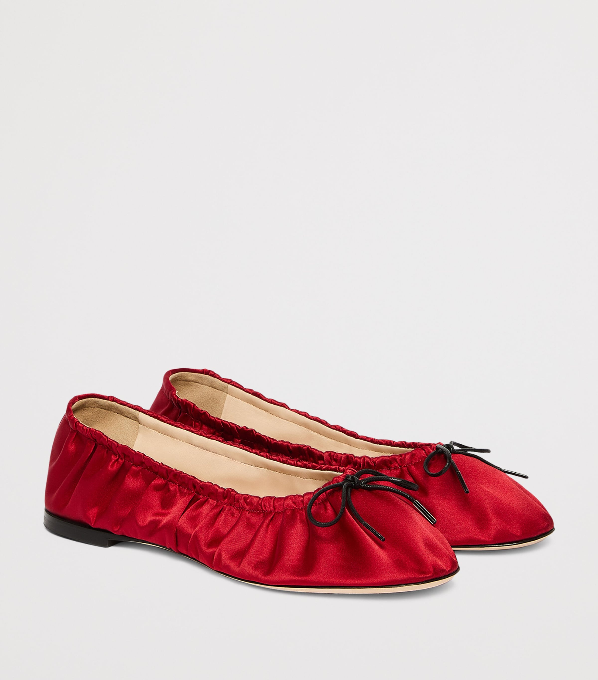 Marina Rinaldi Satin Gathered Ballet Flats Cherry Image 3