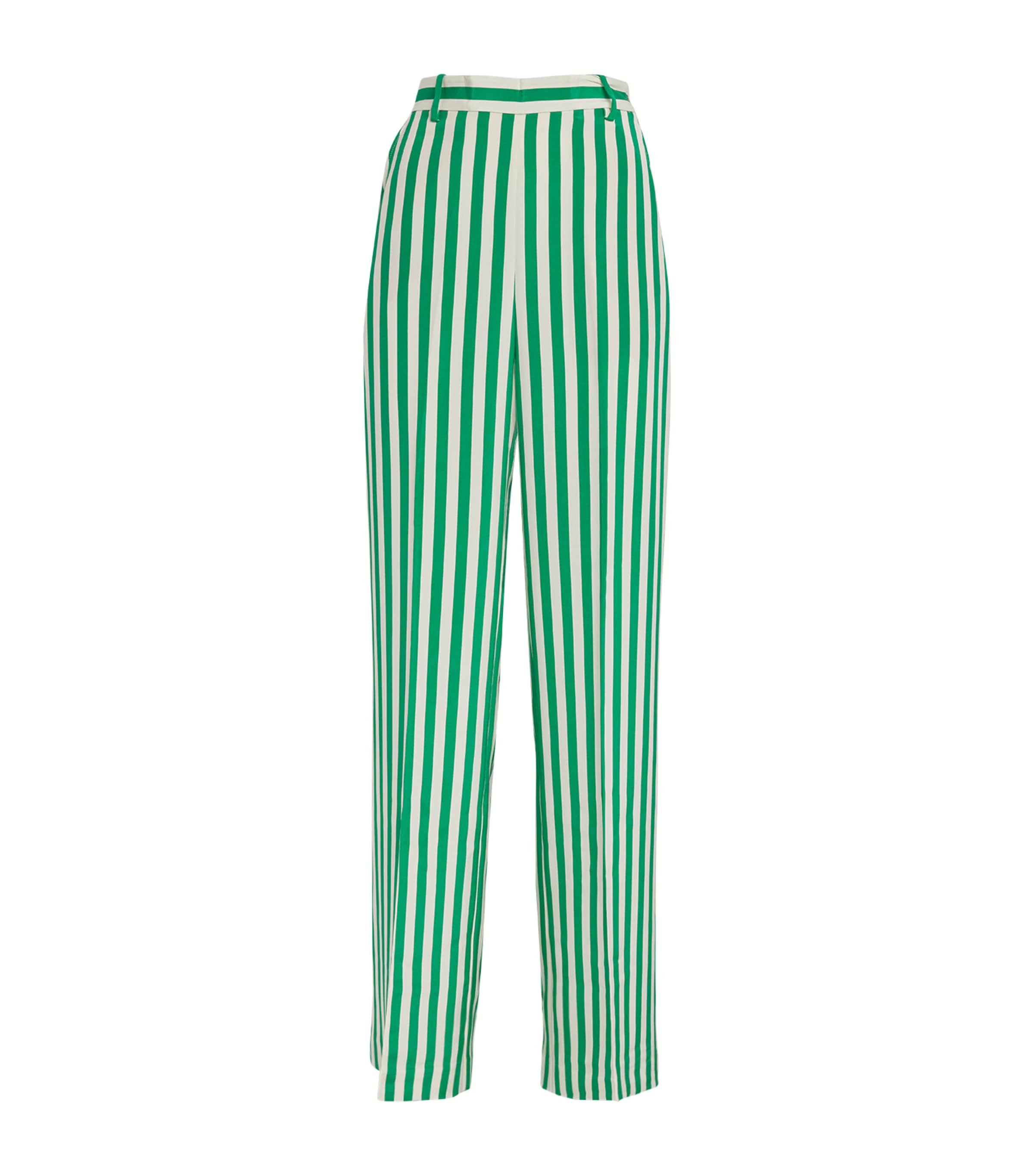 Polo Ralph Lauren Silk Striped Trousers In Green