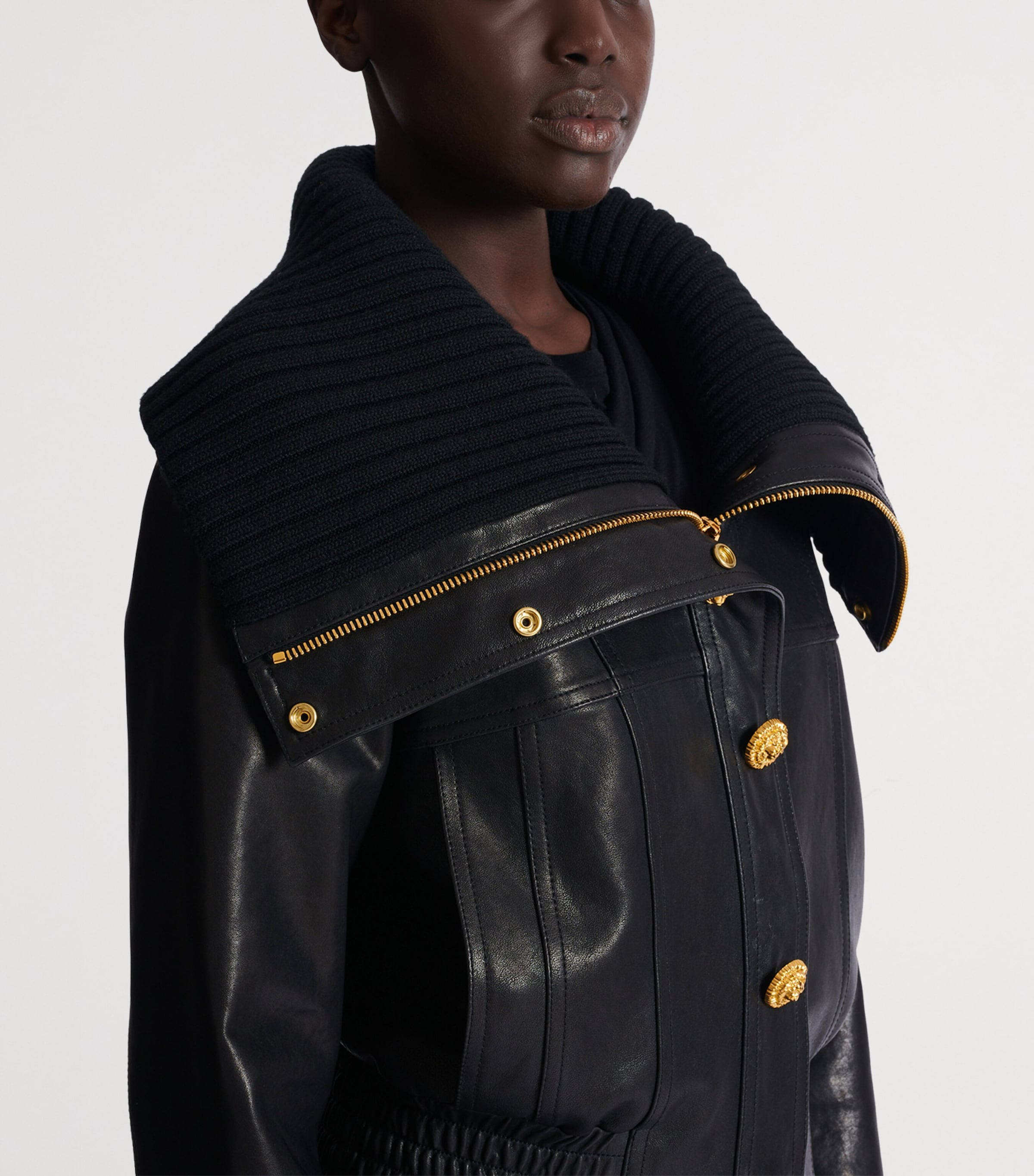 Leather Bomber Jacket 0PA NOIR Image 7