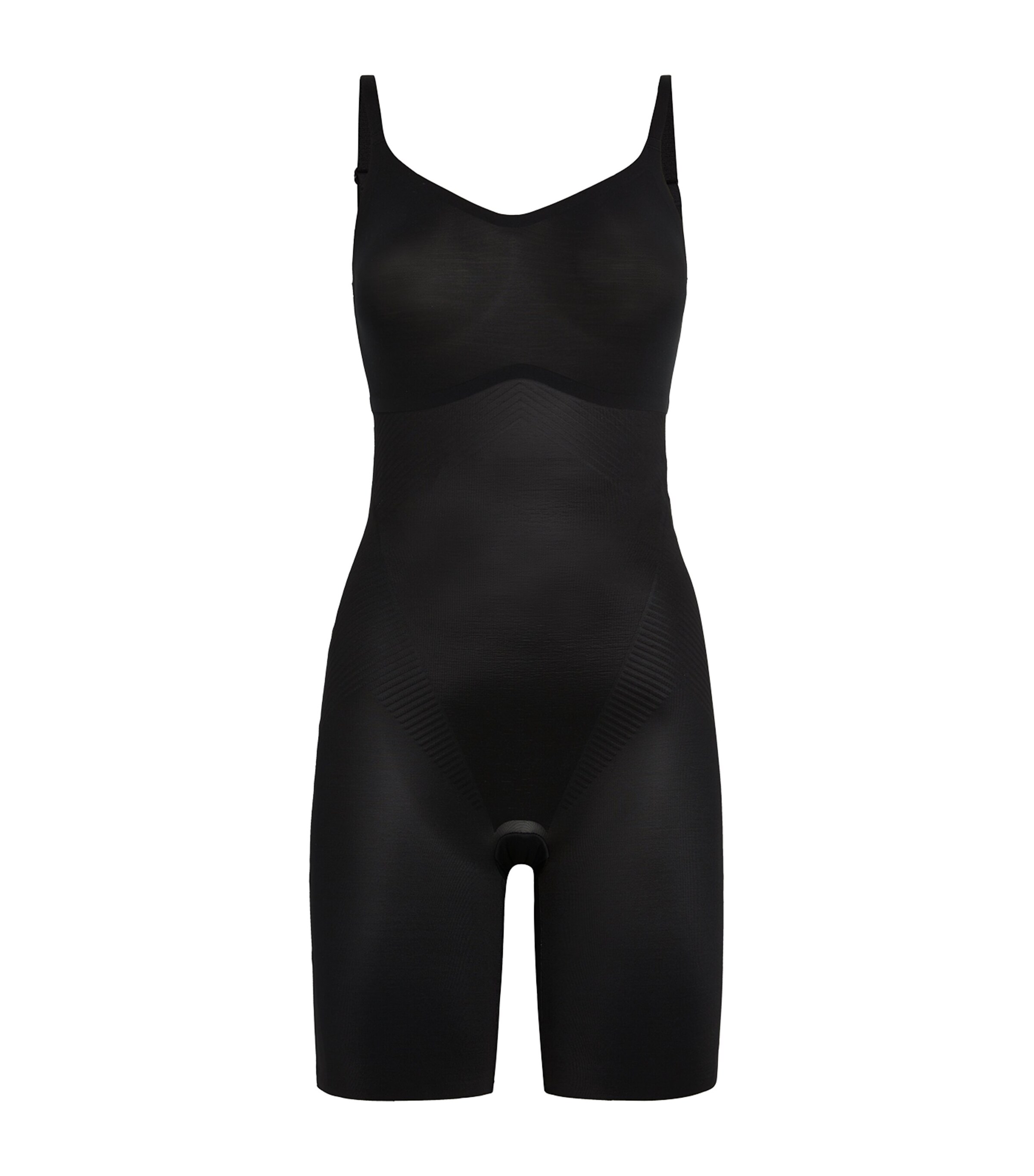 Spanx Invisible Shaping Mid-thigh Bodysuit In Black