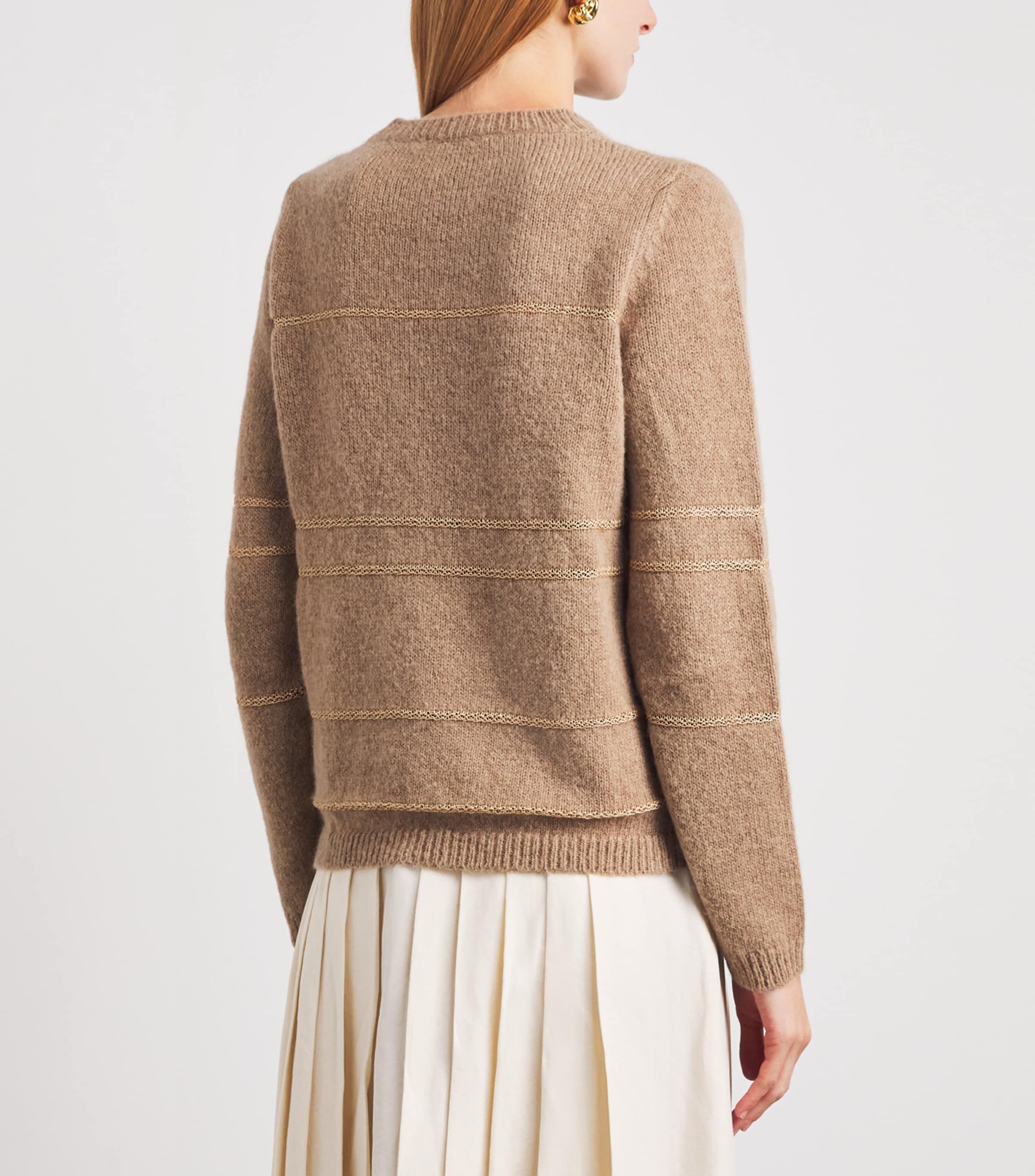 Fabiana Filippi Womens Wool-Blend Jacquard Sweater Faggio Image 5
