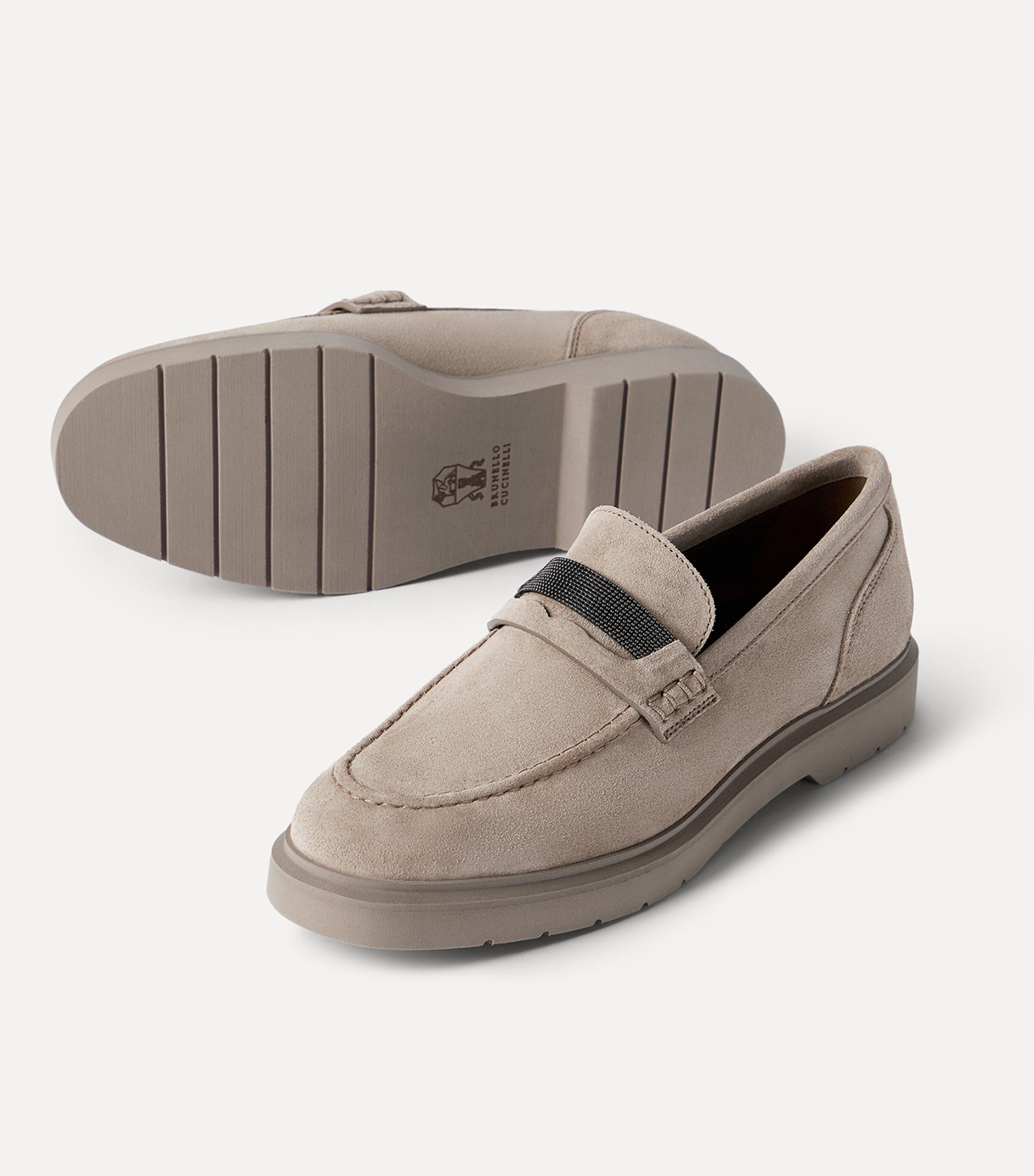 Brunello Cucinelli Suede Monili Penny Loafers Image 6