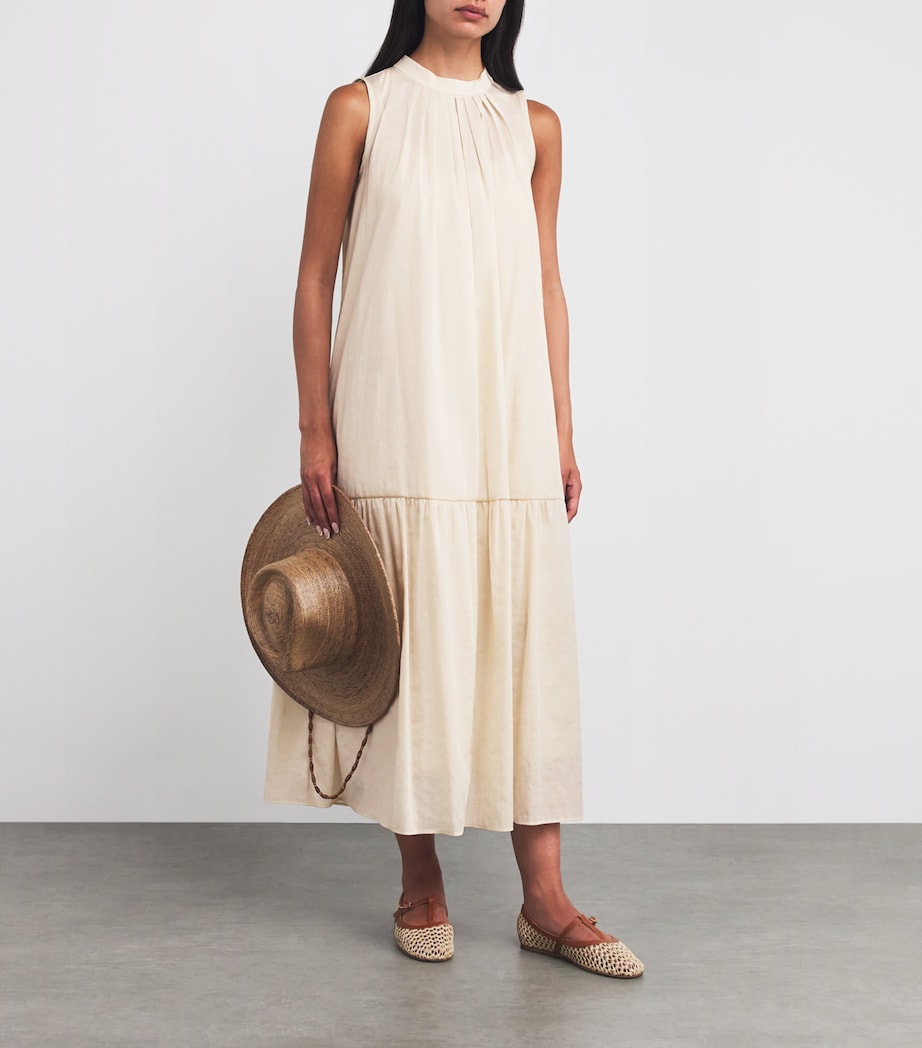 Canvas Pleat-Neck Maxi Dress SAND Image 2