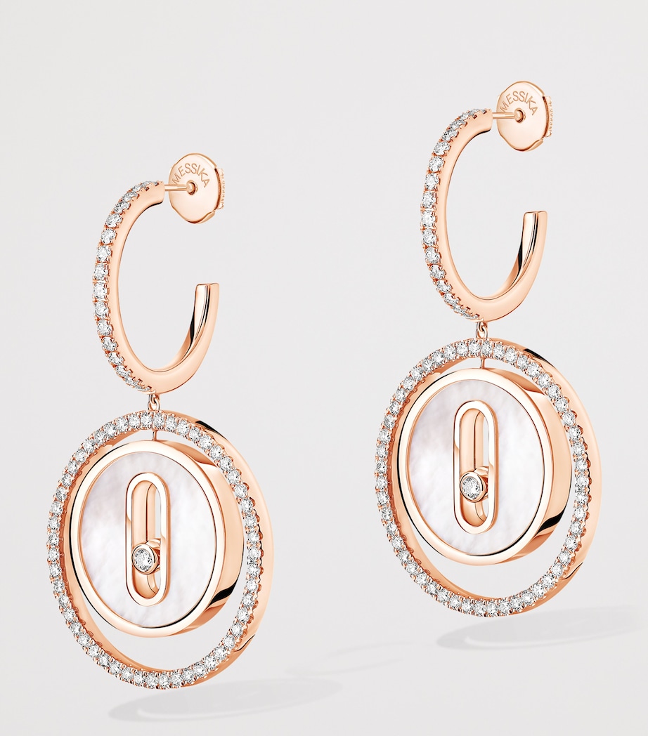 Messika Lucky Move Small Rose Gold, Diamond and Mother-of-Pearl Earrings (0.53ct) Pink Gold Image 3