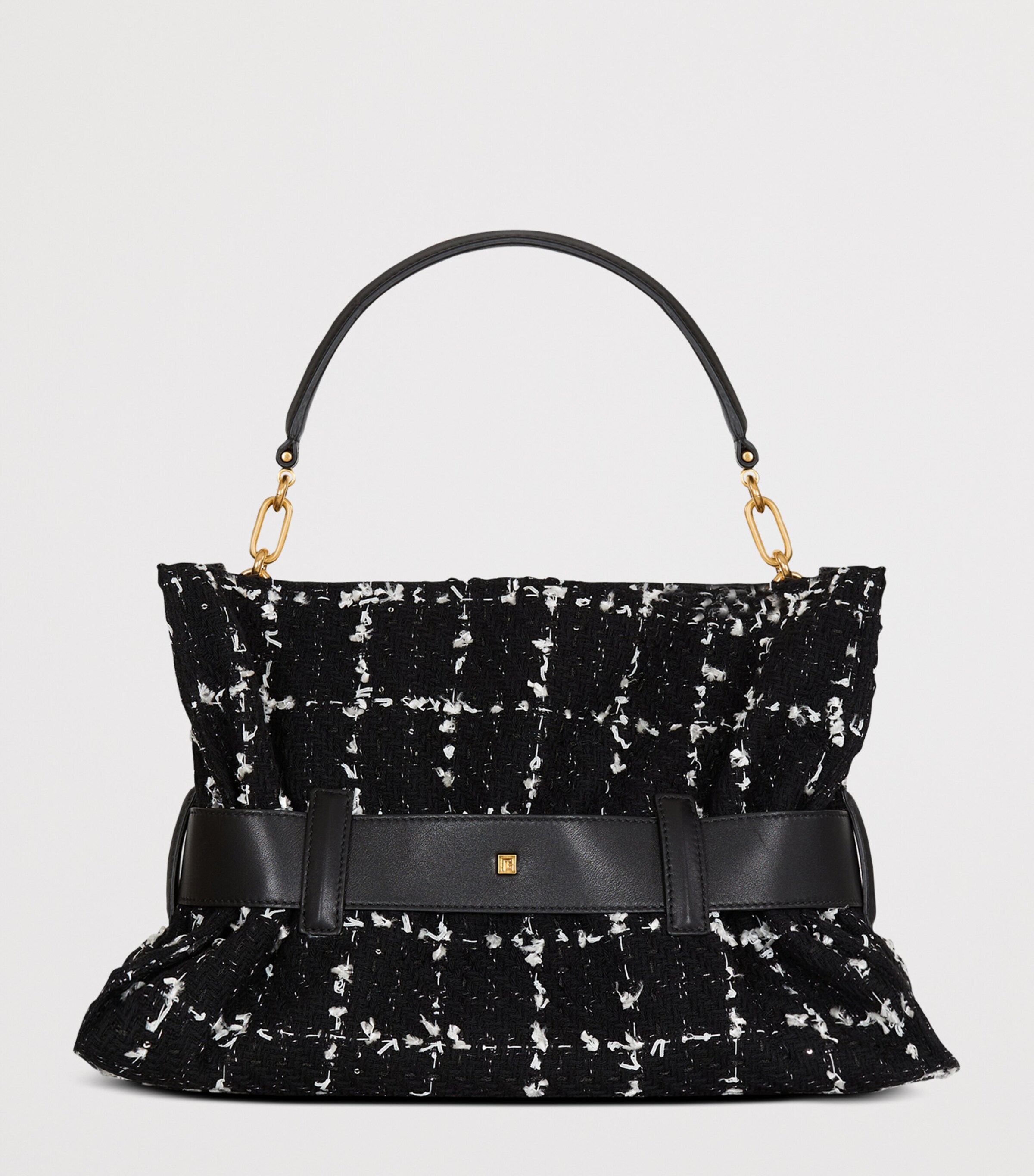 Balmain Medium Tweed Anthem Shoulder Bag Eab Noir/blanc Image 7
