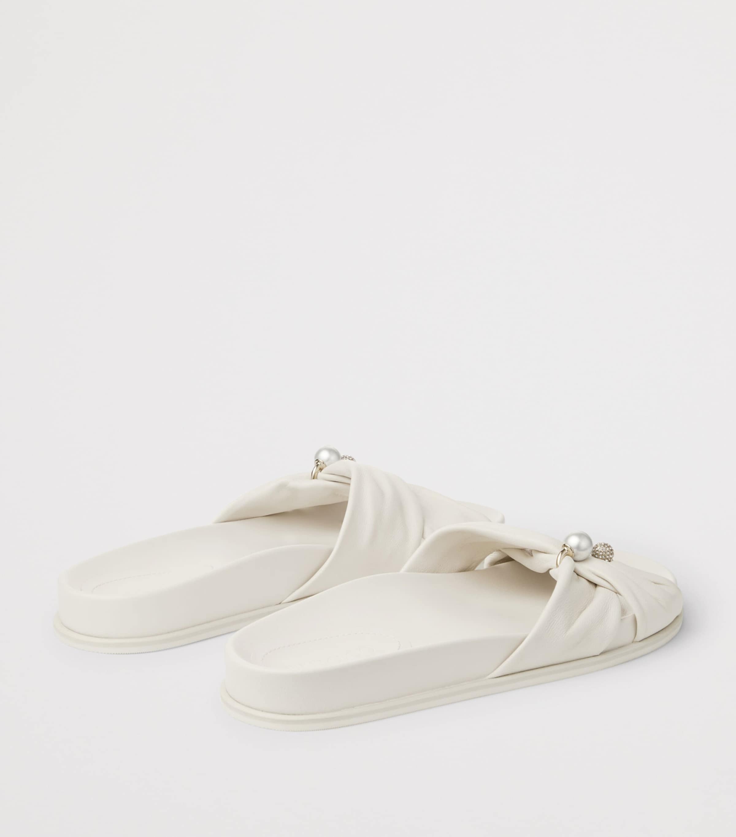 Jimmy Choo Rafi Leather Flat Sandals Latte Image 4