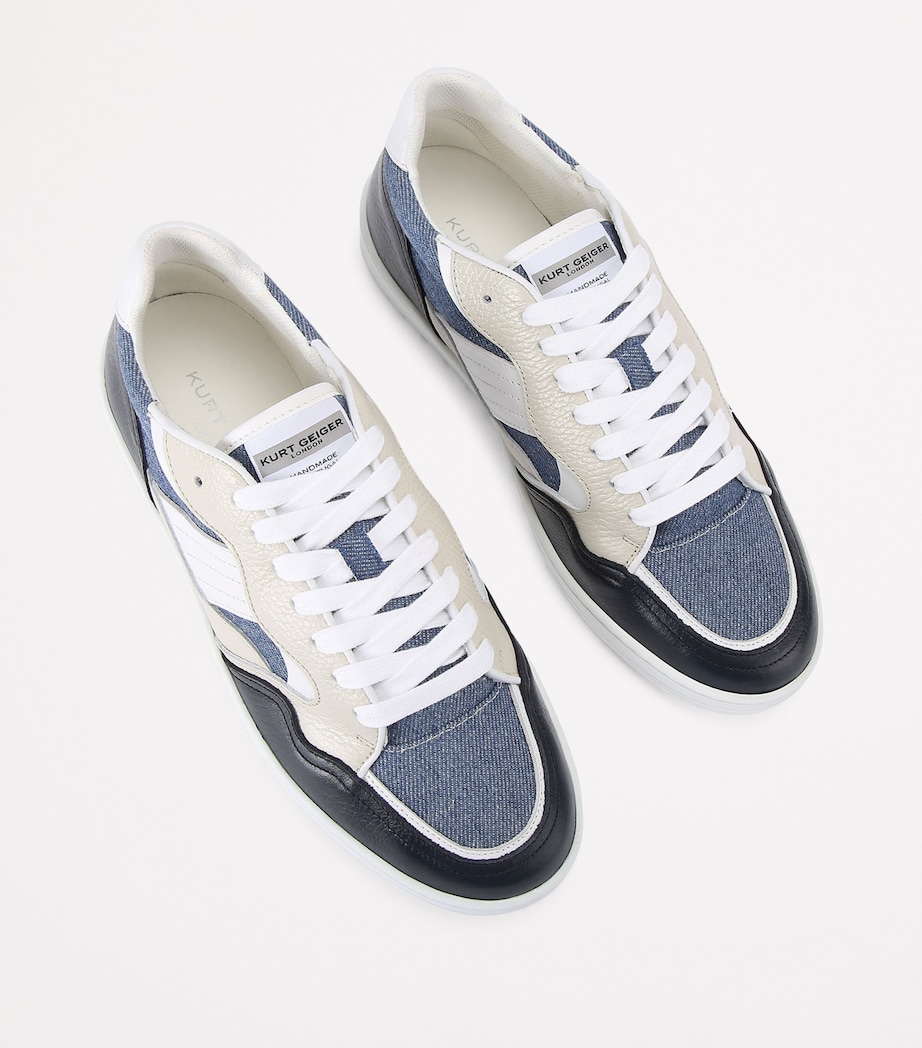Kurt Geiger London Mens Denim-Leather Benn Sneakers Denim Image 4