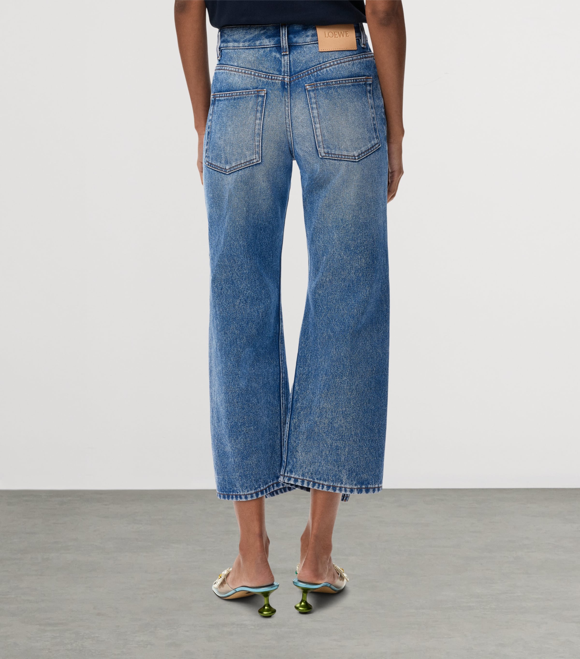 LOEWE Womens x Paula's Ibiza Split-Leg Mid-Rise Flared Jeans Medium Blue Image 4