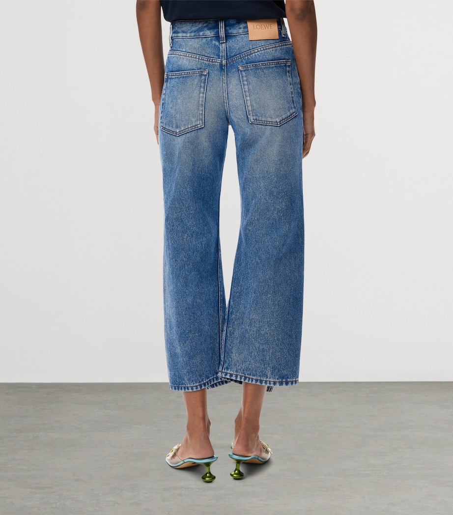 LOEWE Womens x Paula's Ibiza Split-Leg Mid-Rise Flared Jeans Medium Blue Image 4