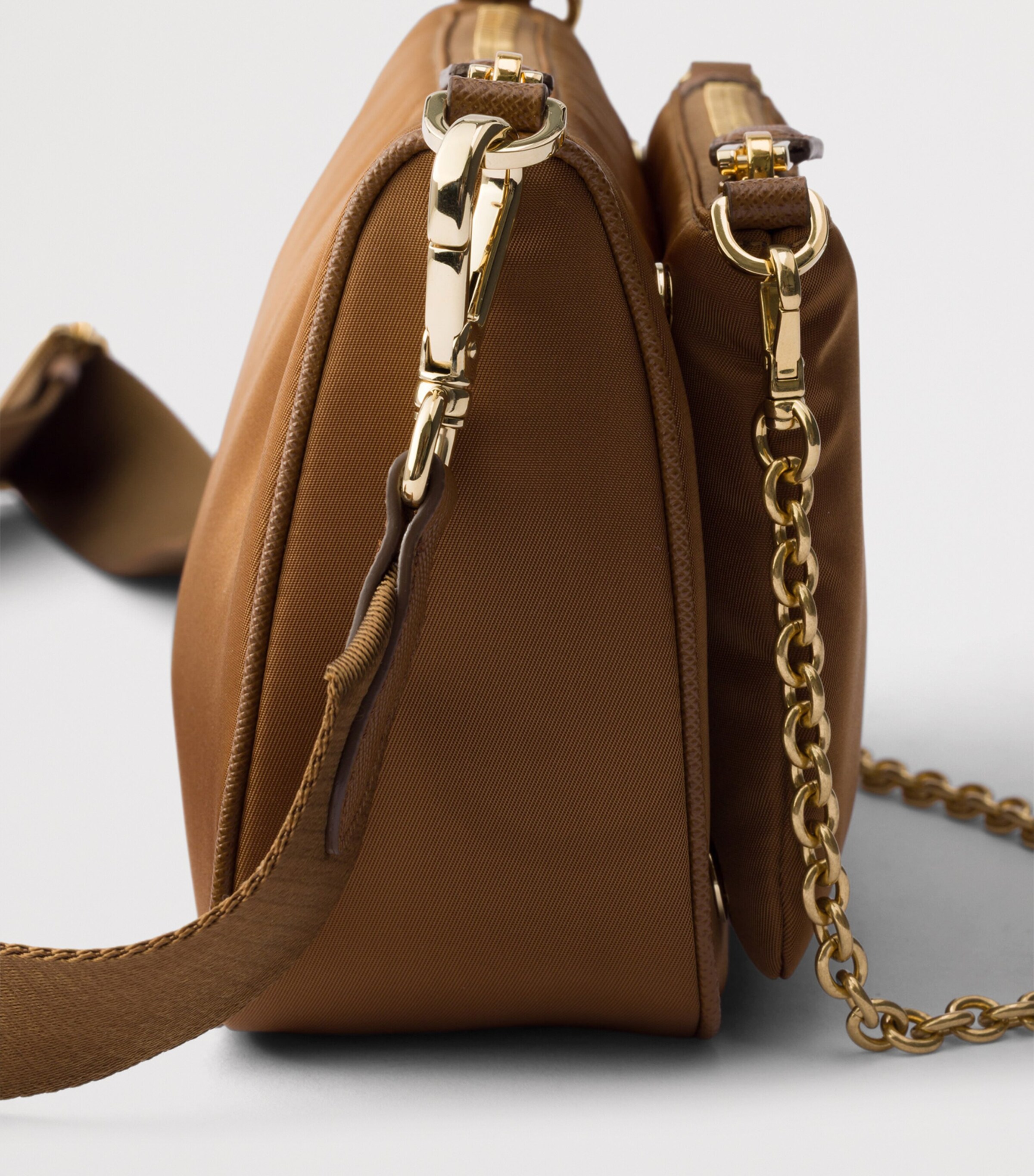 Prada Re-Nylon and Saffiano Leather Shoulder Bag Brown Image 6