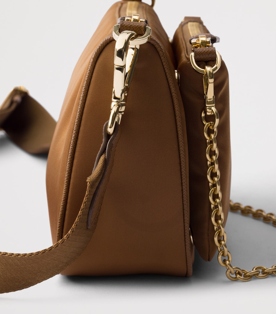 Prada Re-Nylon and Saffiano Leather Shoulder Bag Brown Image 6