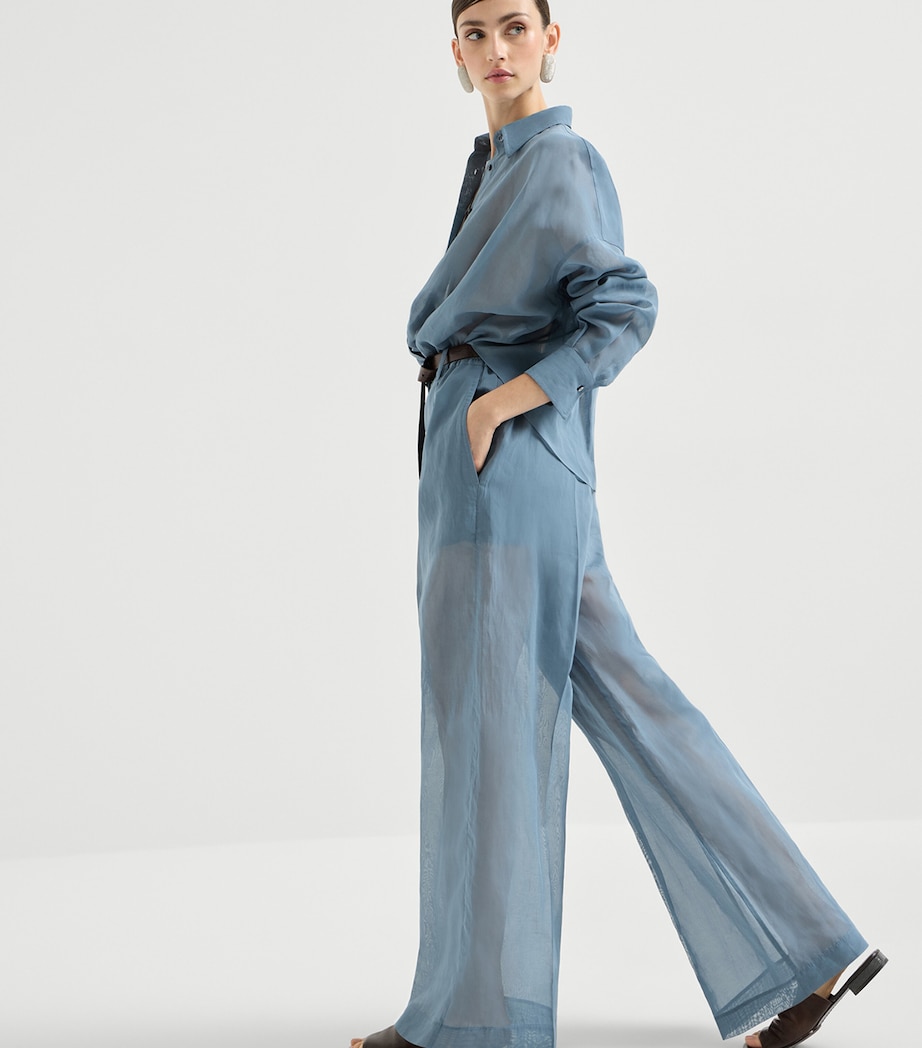 Brunello Cucinelli Womens Cotton Organza Wide-Leg Trousers Image 4