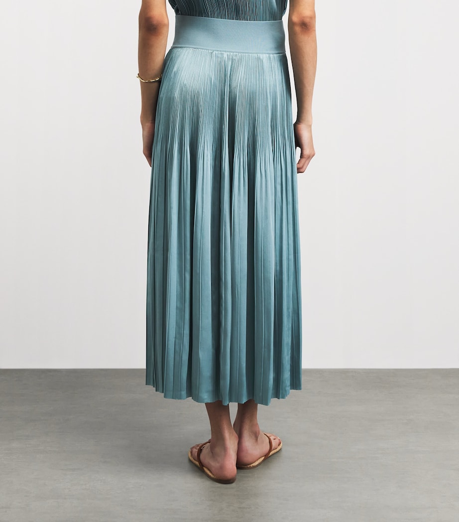 Joseph Womens Satin Pleated Rabat Midi Skirt Chambray Image 5