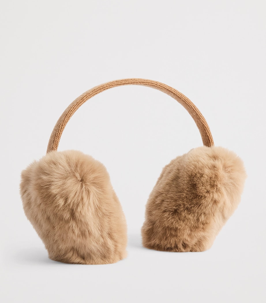 Yves Salomon Enfant Rabbit Fur Knitted Earmuffs Image 2