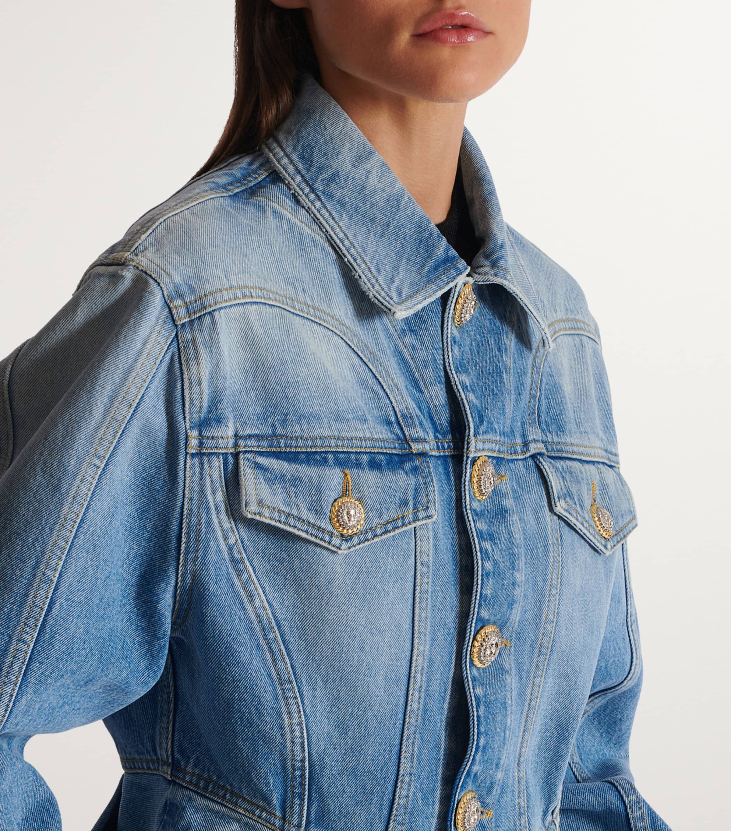 ジャケット BALMAIN Woman Jacket Blue CF1SK056KF88 SLJ Cropped tweed knit jacket - Women | BALMAIN