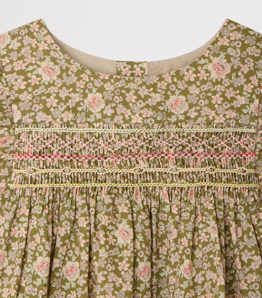 Bonpoint Cotton Floral Frill-Detail Blouse (6-18 Months) Fleurs Tilleul Image 3