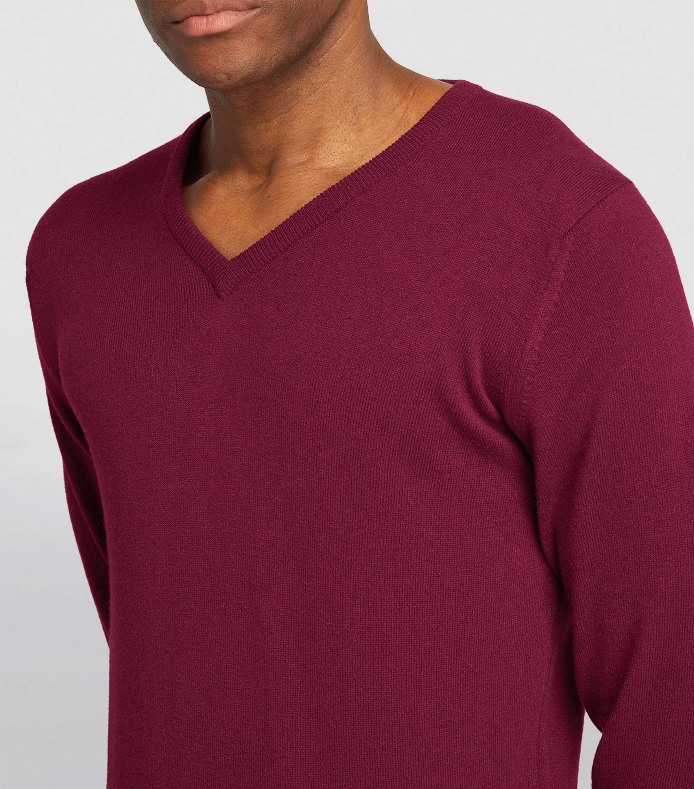 Harrods Burgundy Cashmere V-Neck Sweater | Harrods US