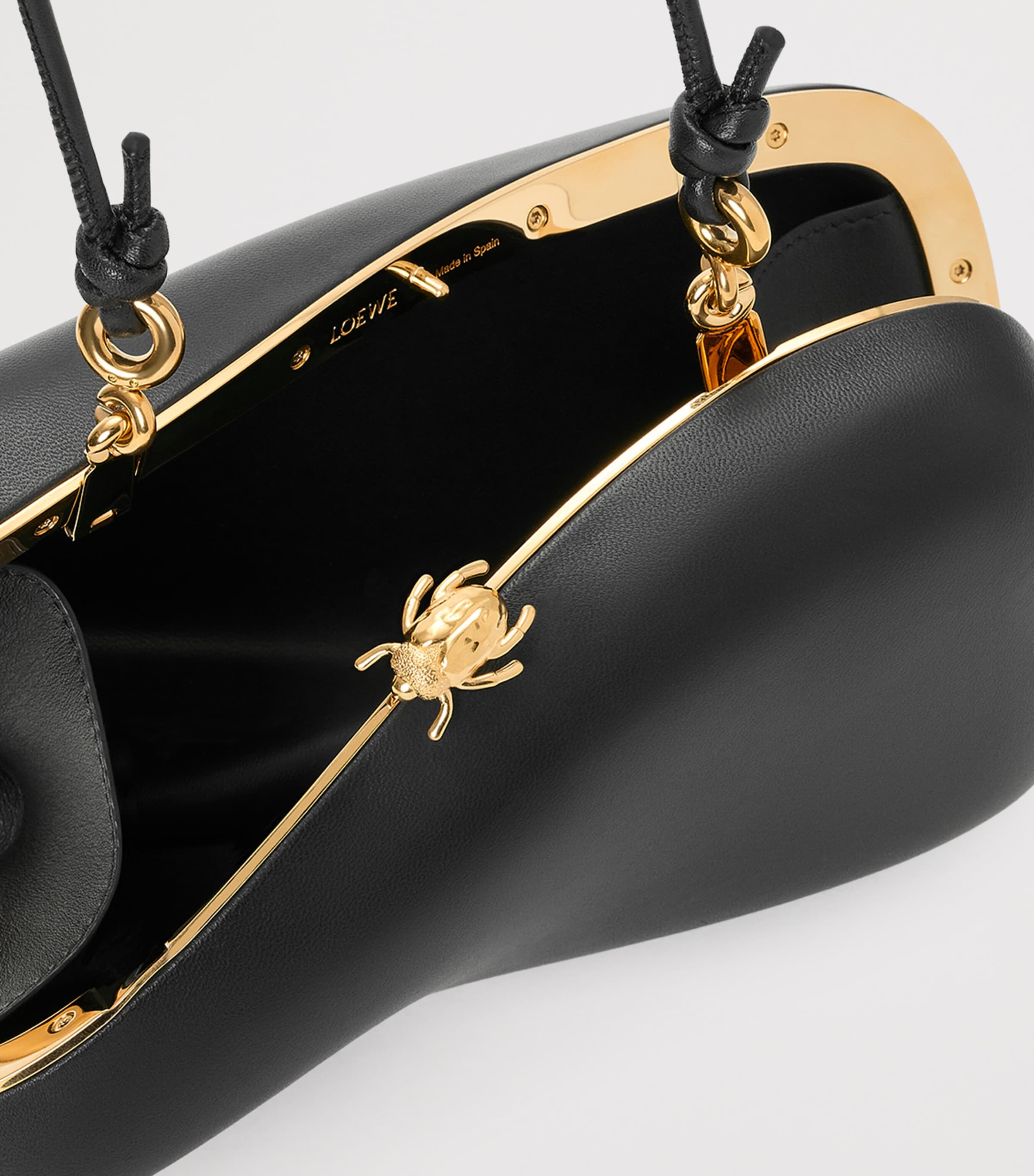 LOEWE Leather Twisted Minaudiere Clutch Bag Black Image 9