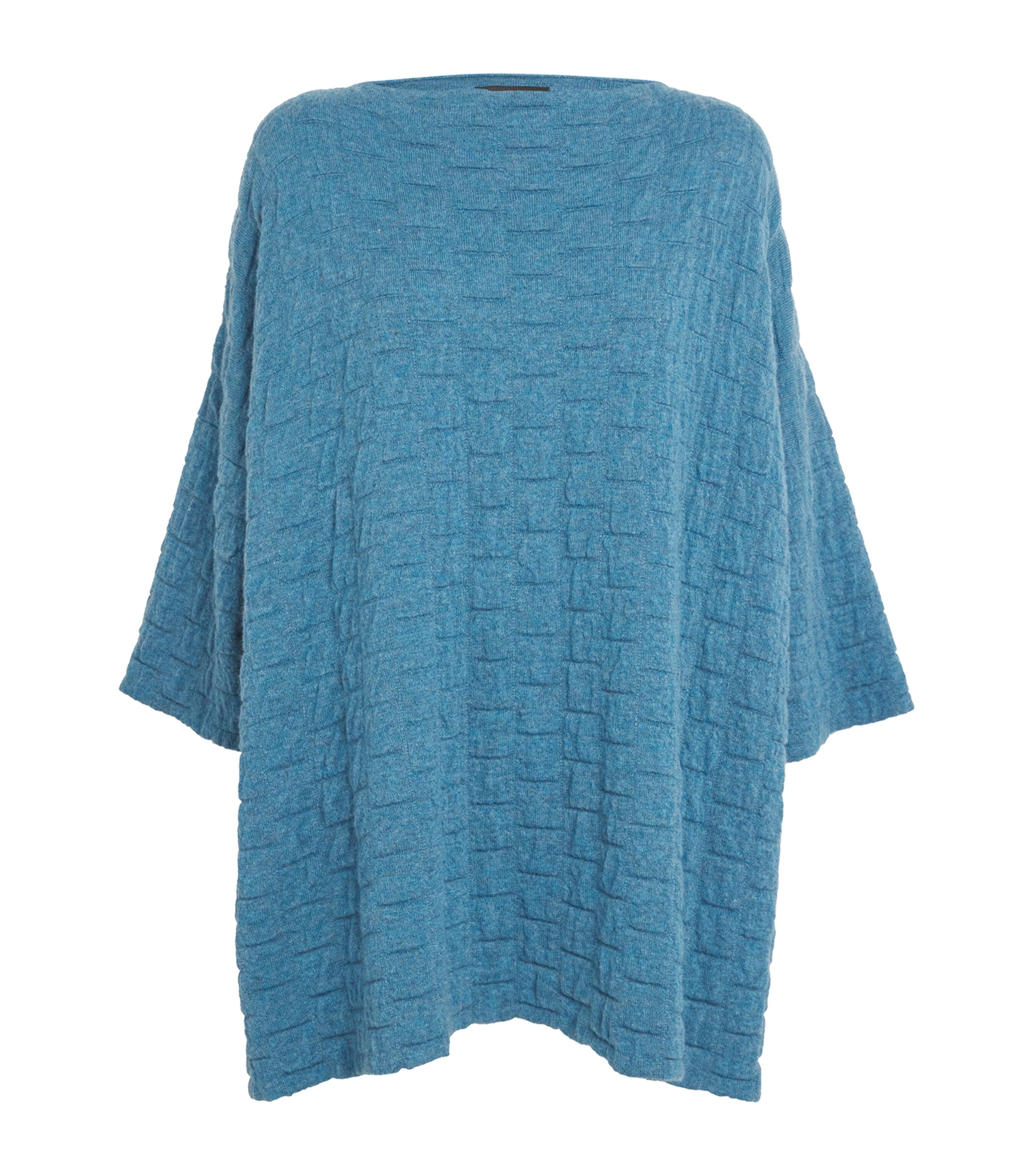 Shop Eskandar Cashmere Square-rib Tunic Top In Blue