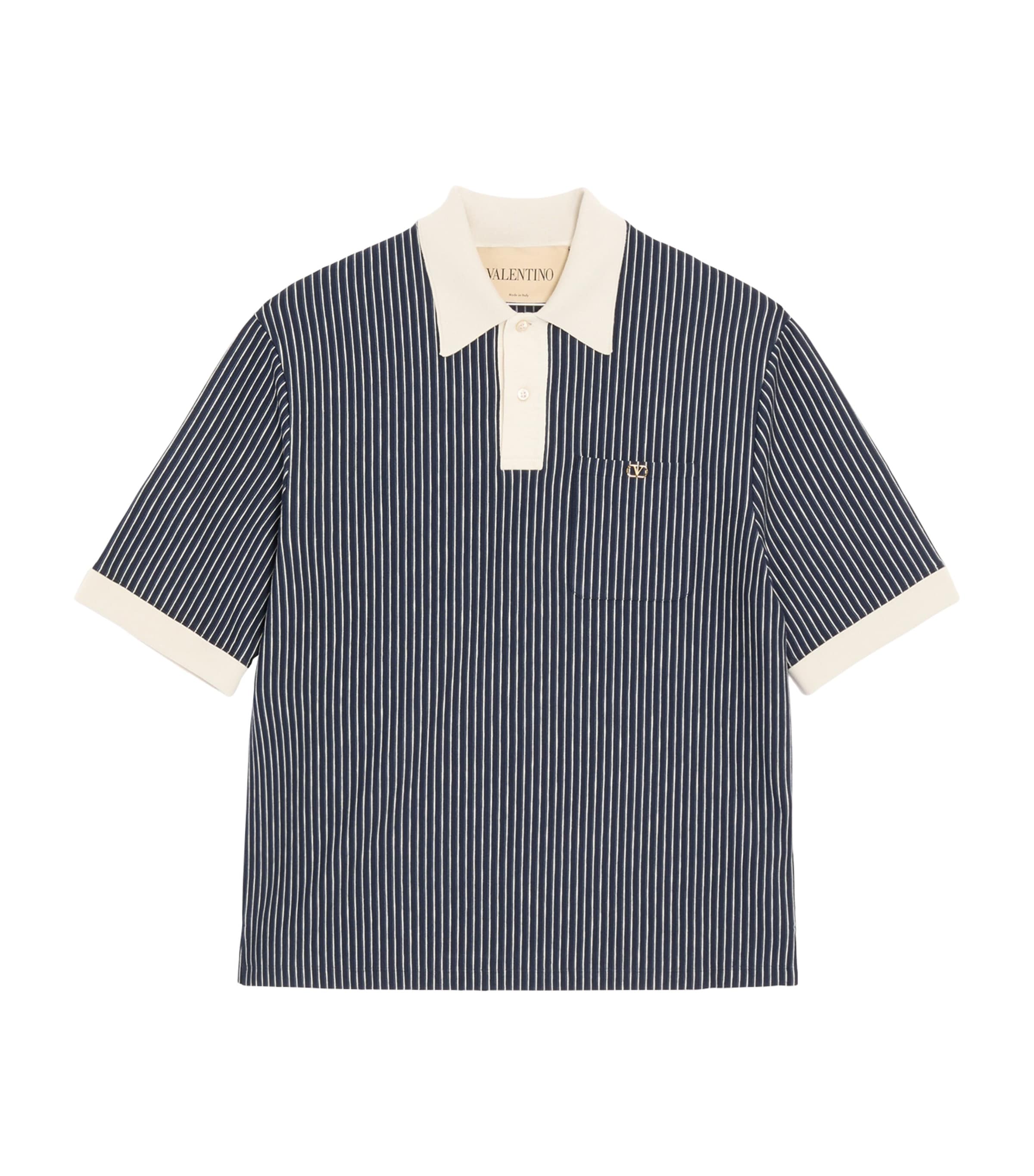 Valentino Mens Stripe Polo Shirt Blb Image 1