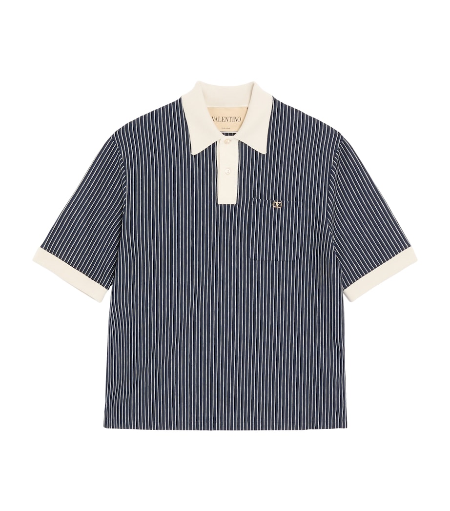 Valentino Mens Stripe Polo Shirt Blb Image 1
