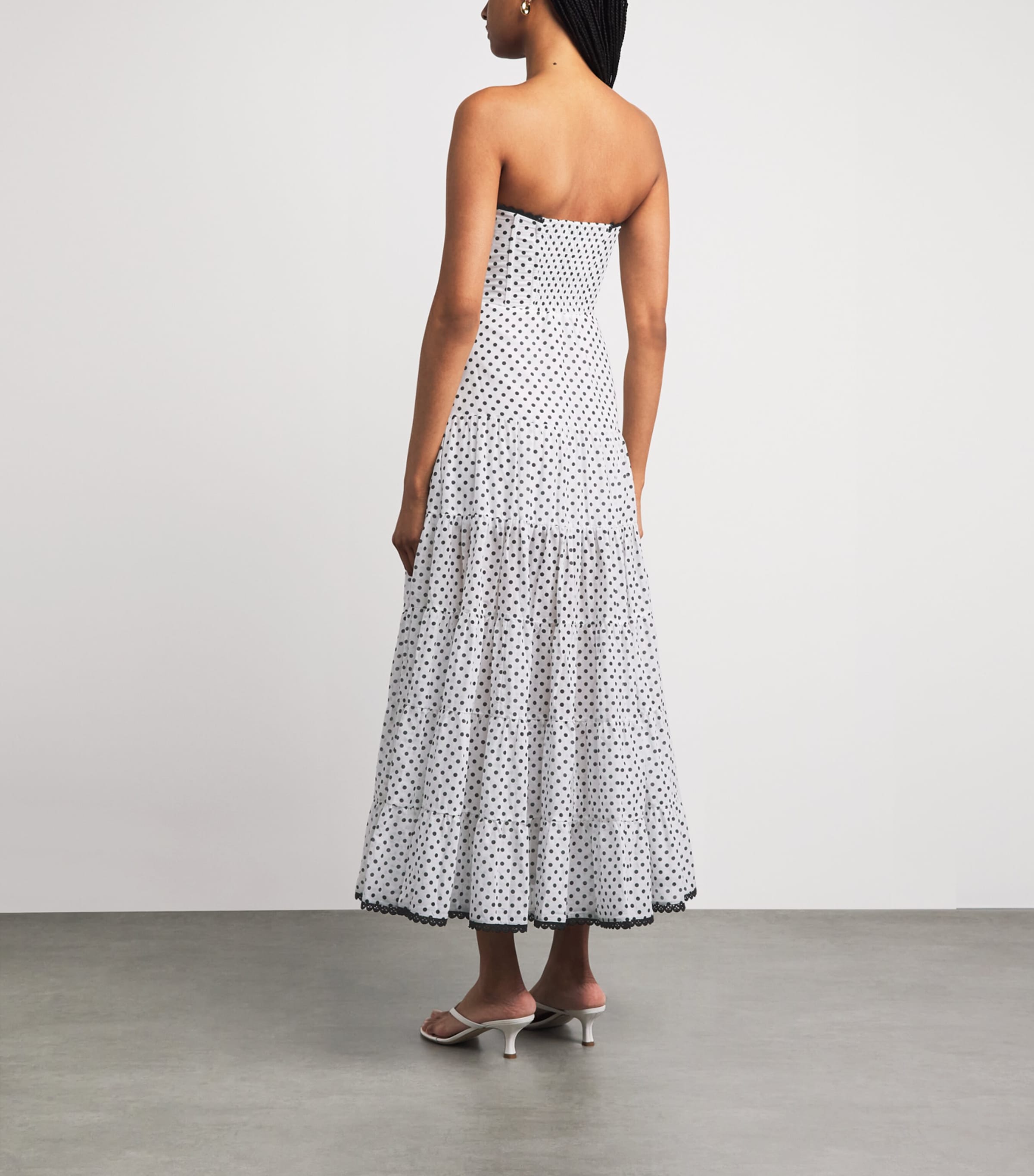 Charo Ruiz Ibiza Womens Polka Dot Jimena Midi Dress White Dots Image 4