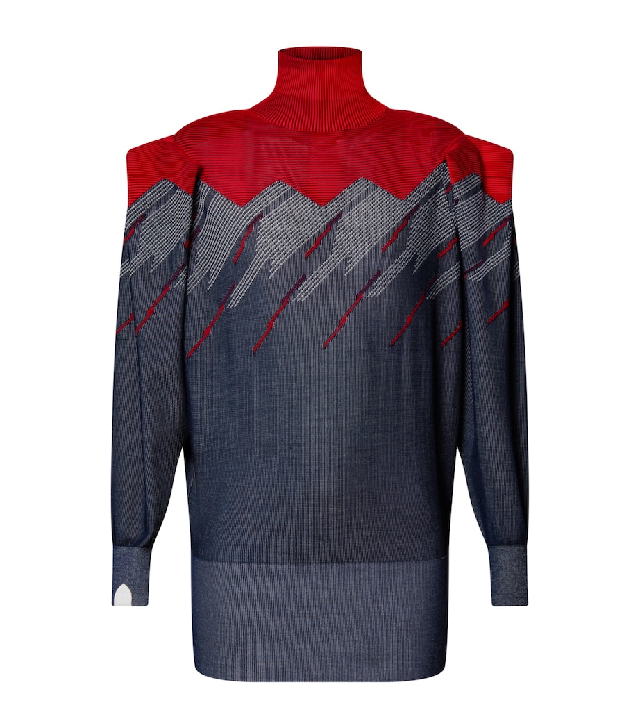 Pleated-Detail Rollneck Sweater MULTI Image 1