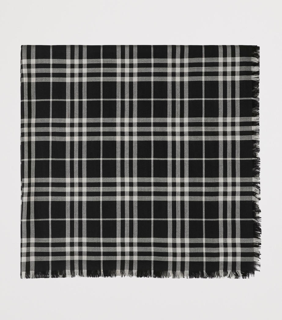 Cashmere-Silk Check Scarf BLACK/CALICO IP CHK Image 2