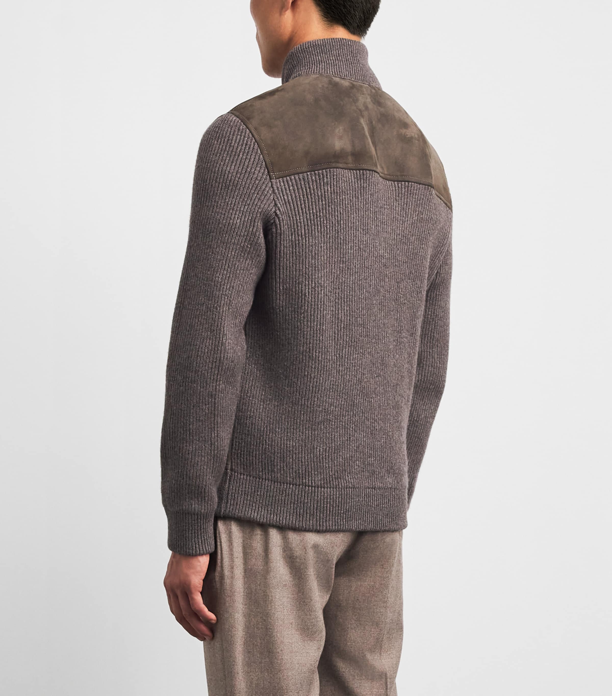 Fioroni Cashmere Mens Suede-Wool Bomber Jacket Image 5