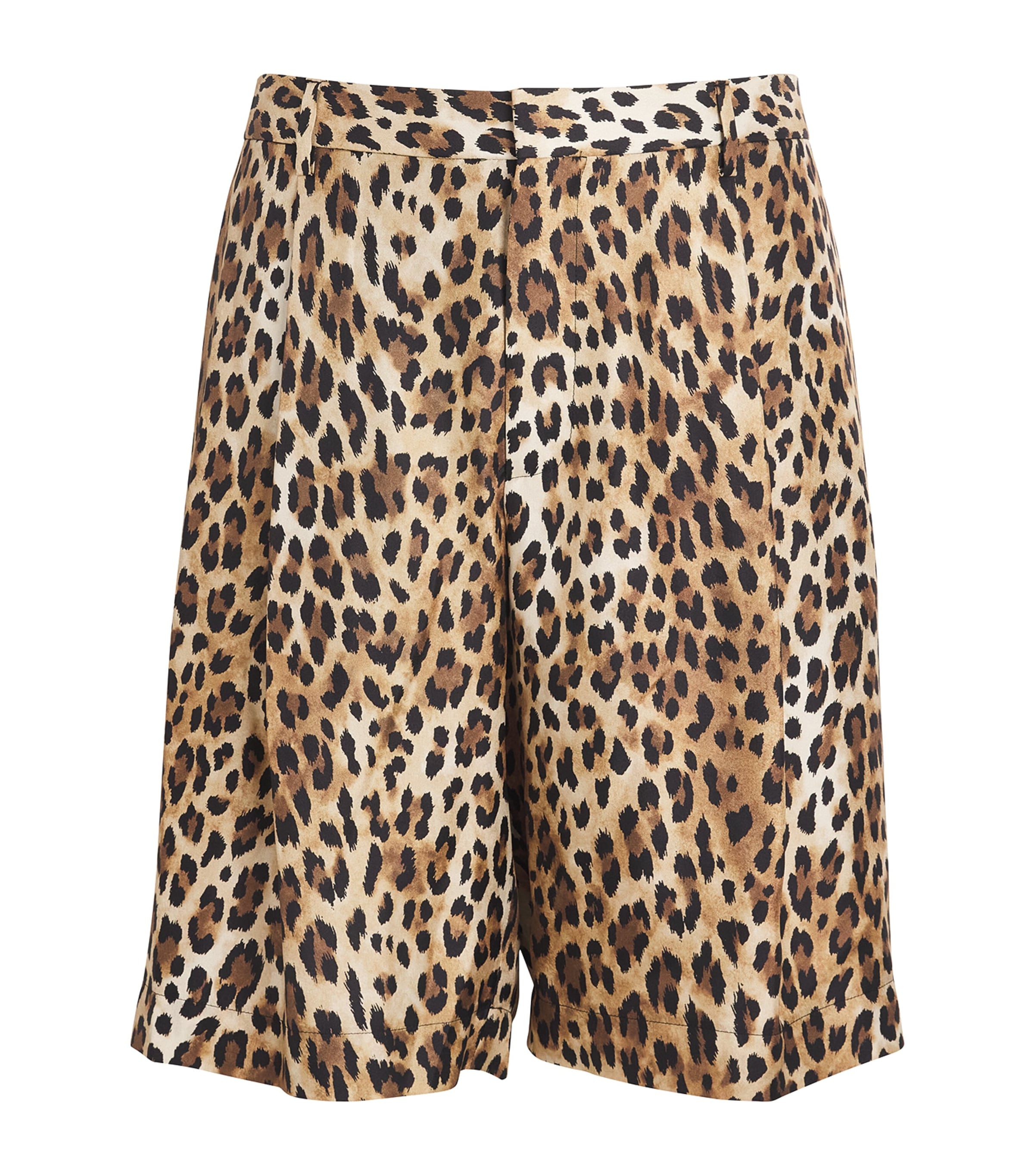 Shop Moschino Silk Leopard Print Shorts