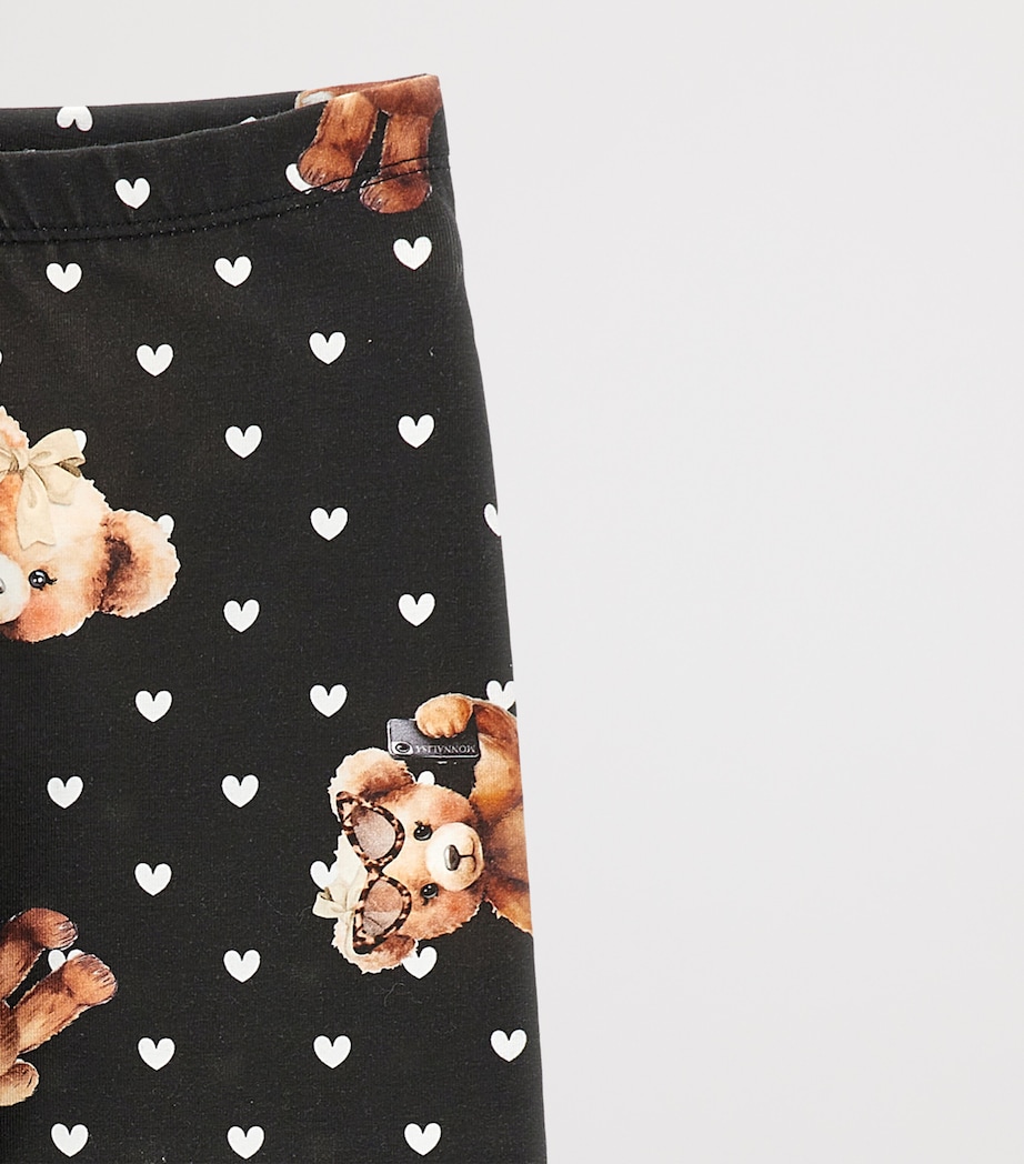 Stretch-Cotton Printed Leggings (2-12 Years) NERO Image 3