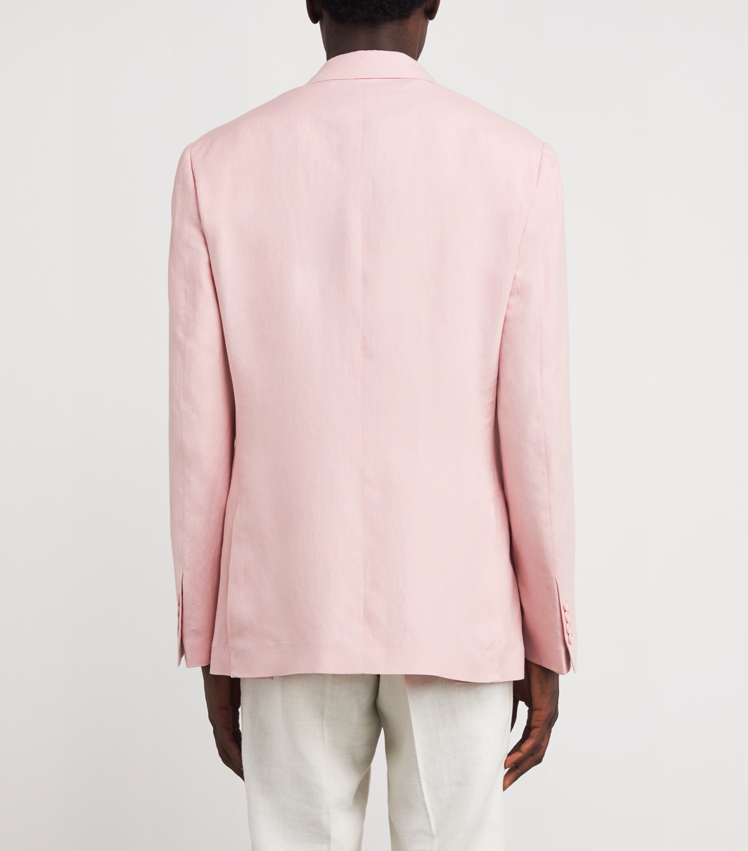 Ralph Lauren Purple Label Mens Silk-Linen Kent Blazer Soft Pink Image 4