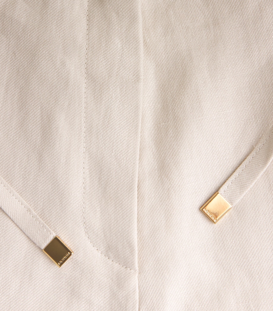 Linen Drawstring Shorts N43 BEIGE Image 6