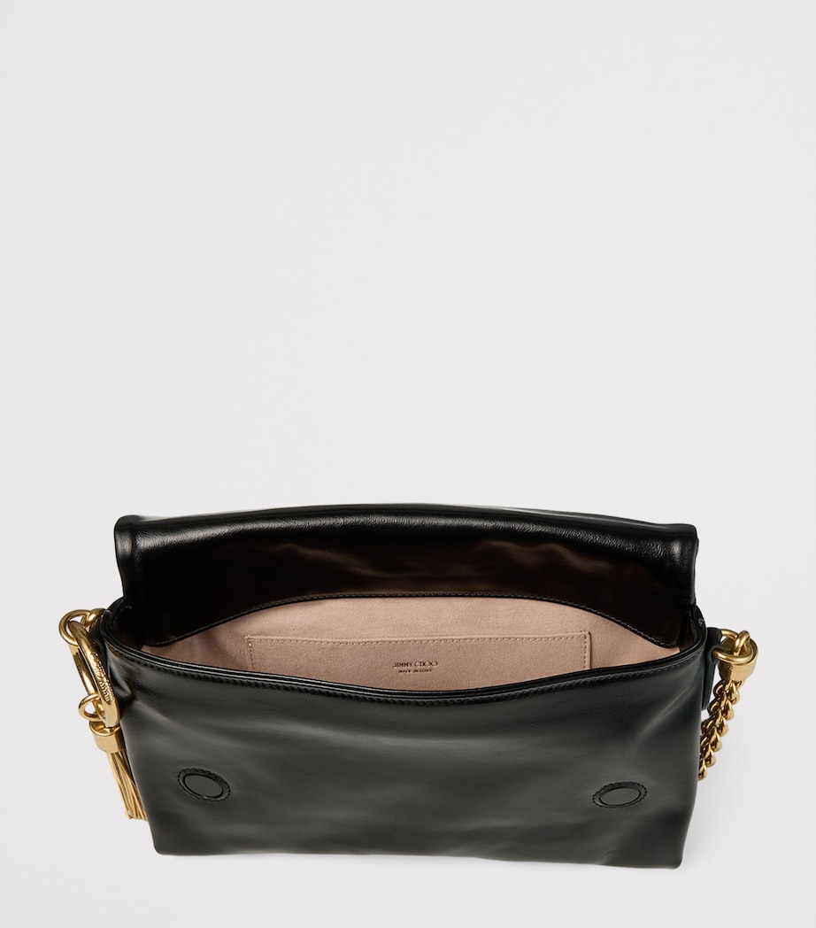 Leather Callie Flap Shoulder Bag BLACK/GOLD Image 5