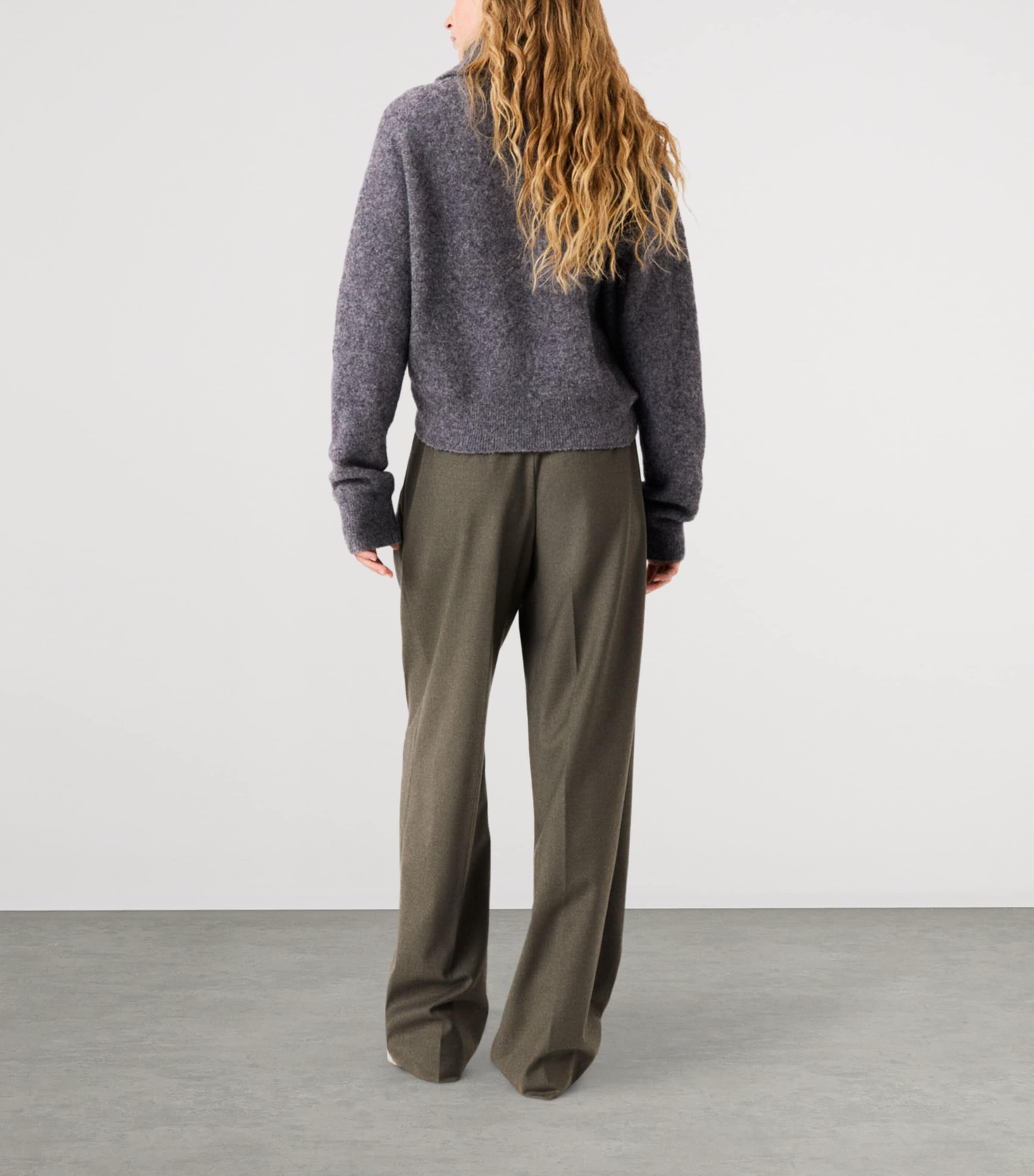 Maje Womens Yak-Blend Quarter-Zip Sweater Grey Image 4
