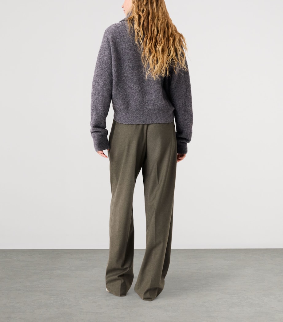 Maje Womens Yak-Blend Quarter-Zip Sweater Grey Image 4