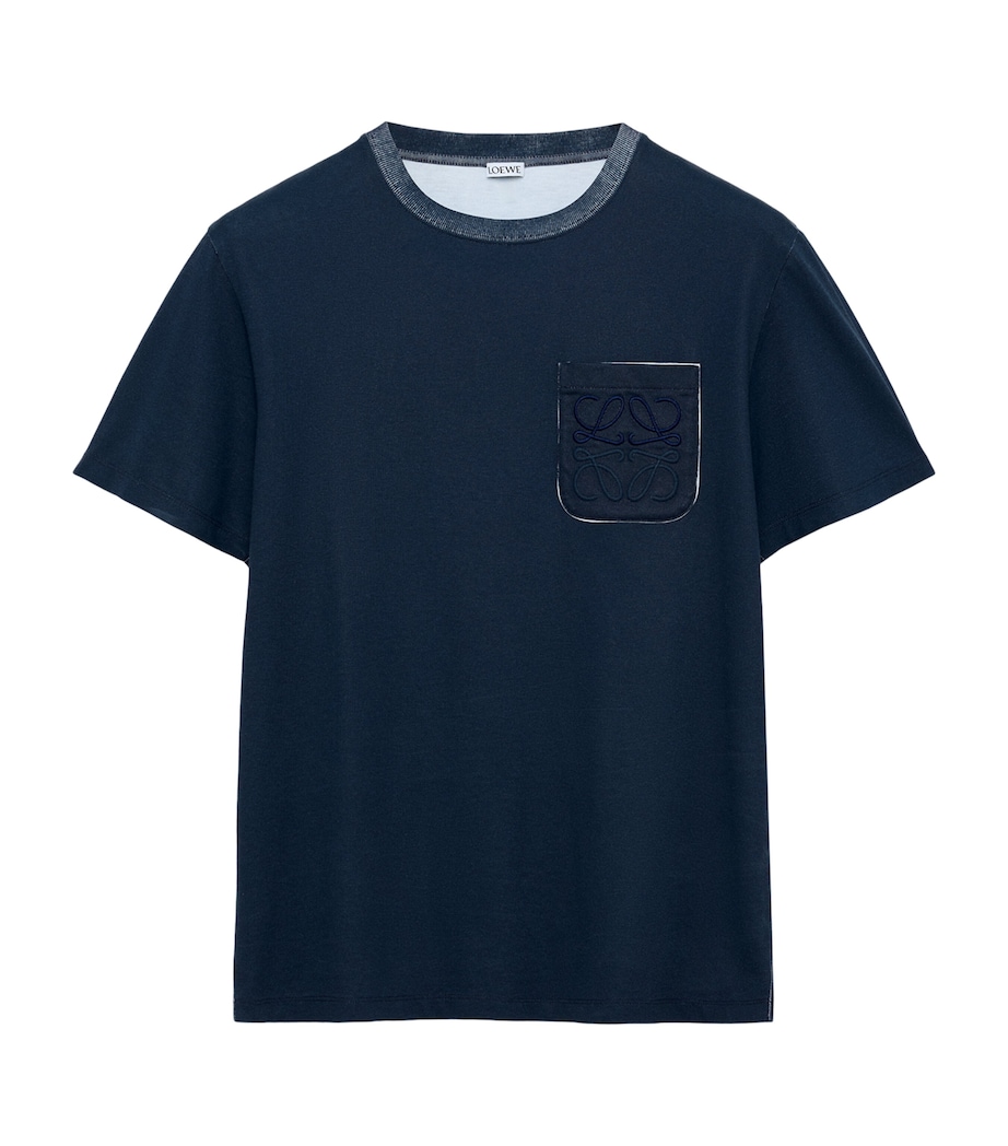 LOEWE Mens Pocket Anagram T-Shirt Navy Blue Image 1