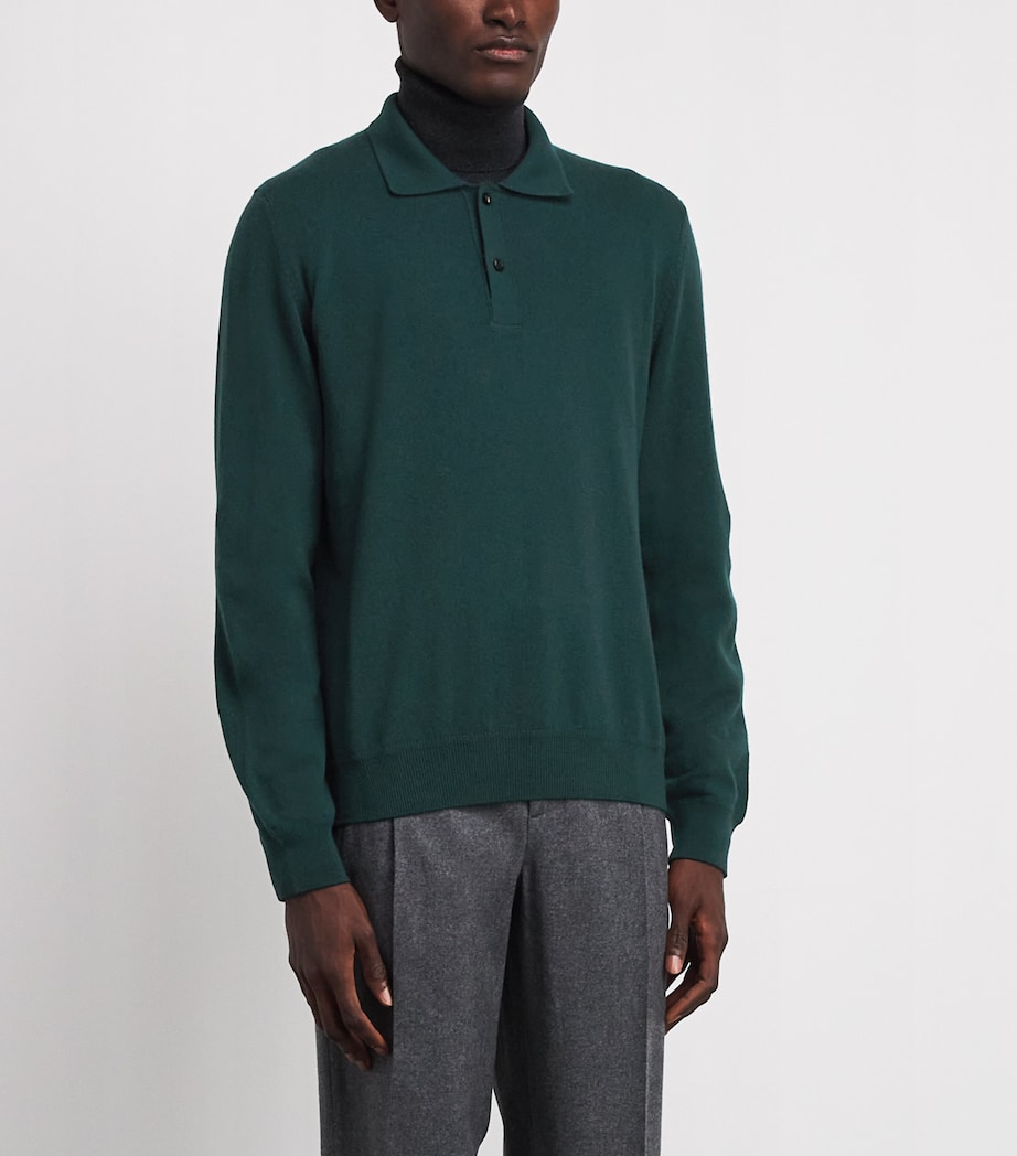 Isaia Mens Cashmere Long-Sleeve Polo Shirt Image 4