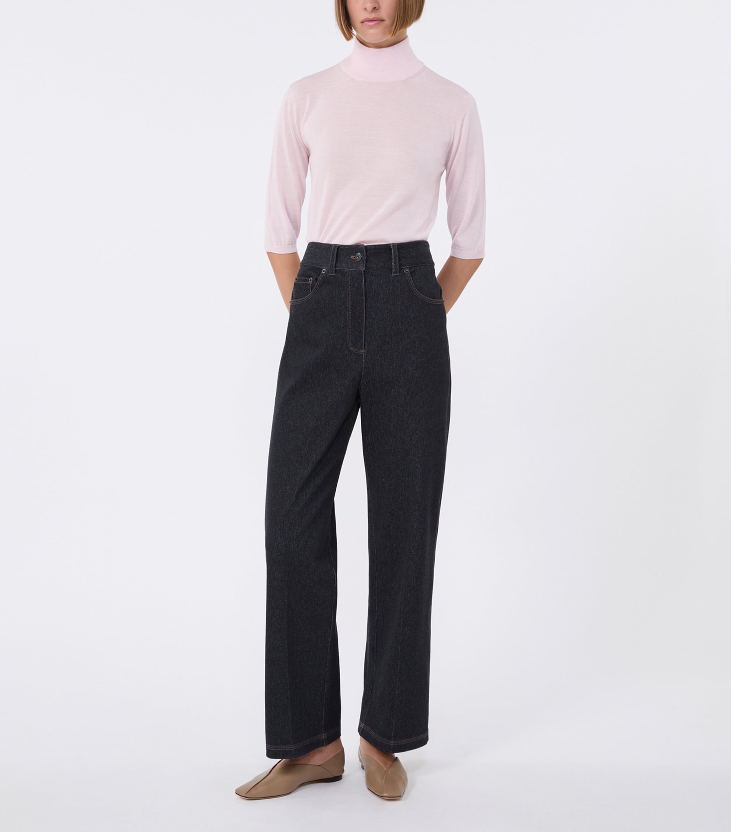 Virgin Wool High-Neck Top PINK Image 2