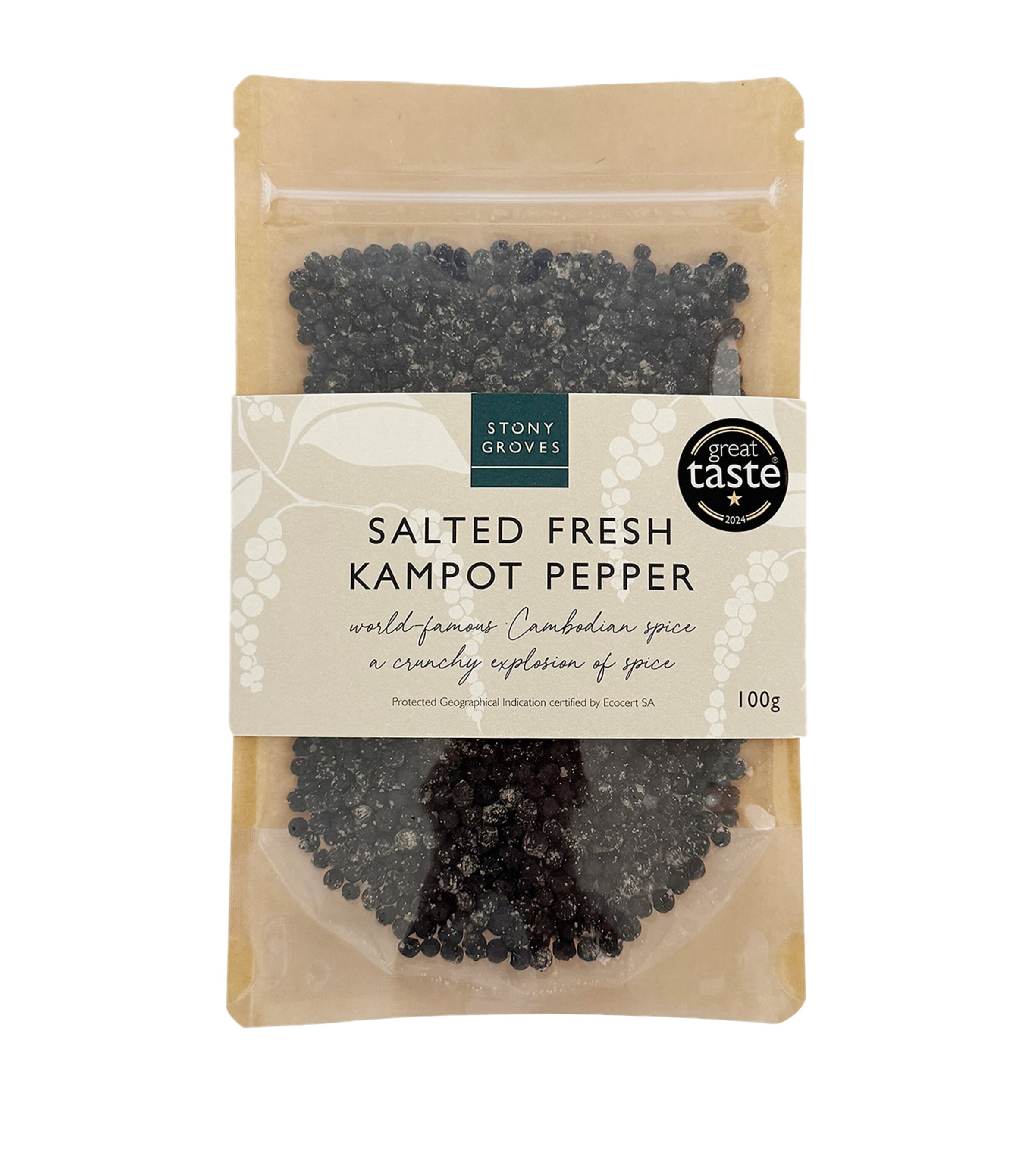 Stony Groves Salted Fresh Kampot Pepper (100g) | Food | Pantry Essentials | Spices & Marinades | Free From | Vegetarian | Gluten Free